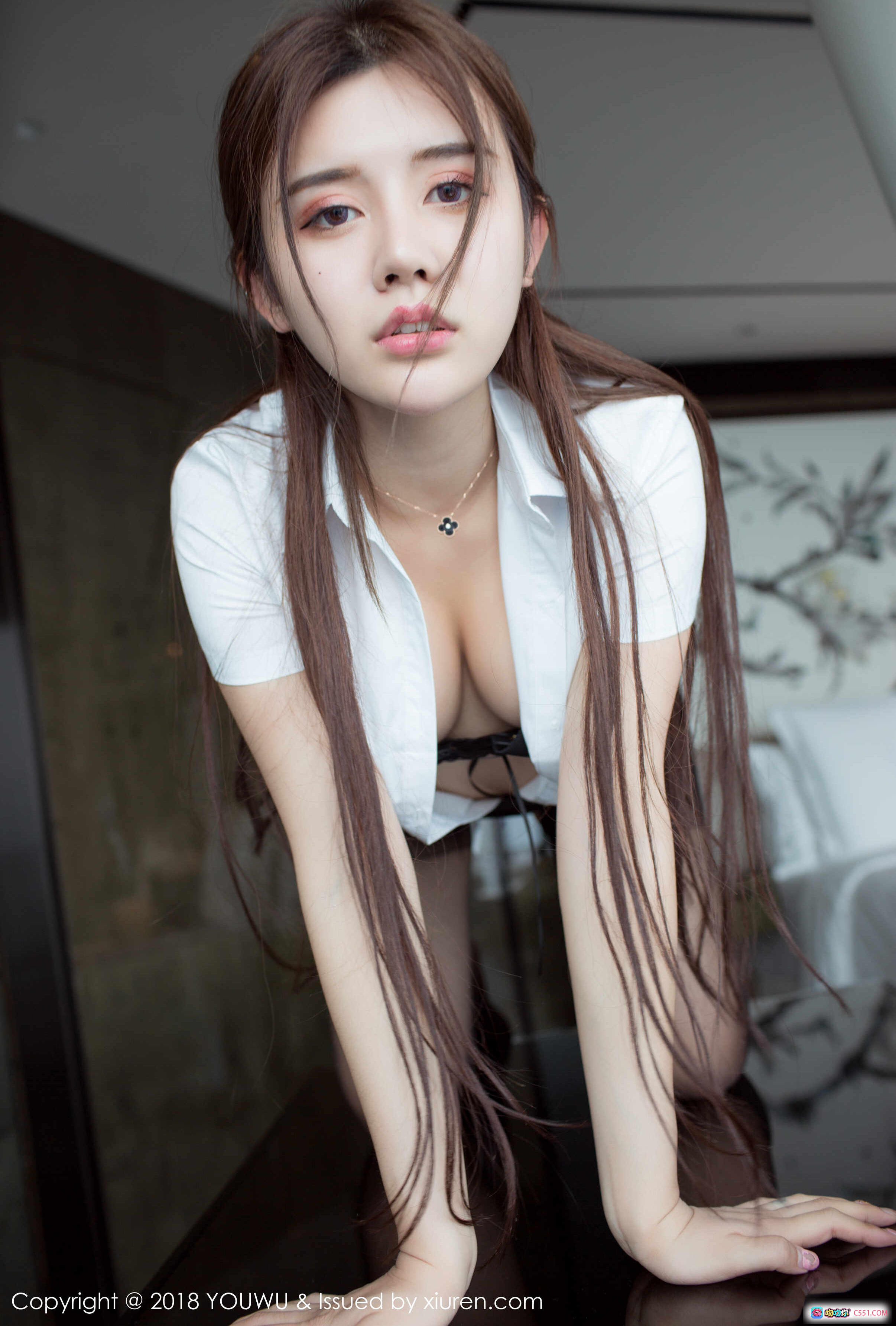 图片[7] - YouWu尤物馆2018.03.07 Vol.081 兔子Nina 白衬衫黑丝美腿性感写真室内私房照 - 就要吻