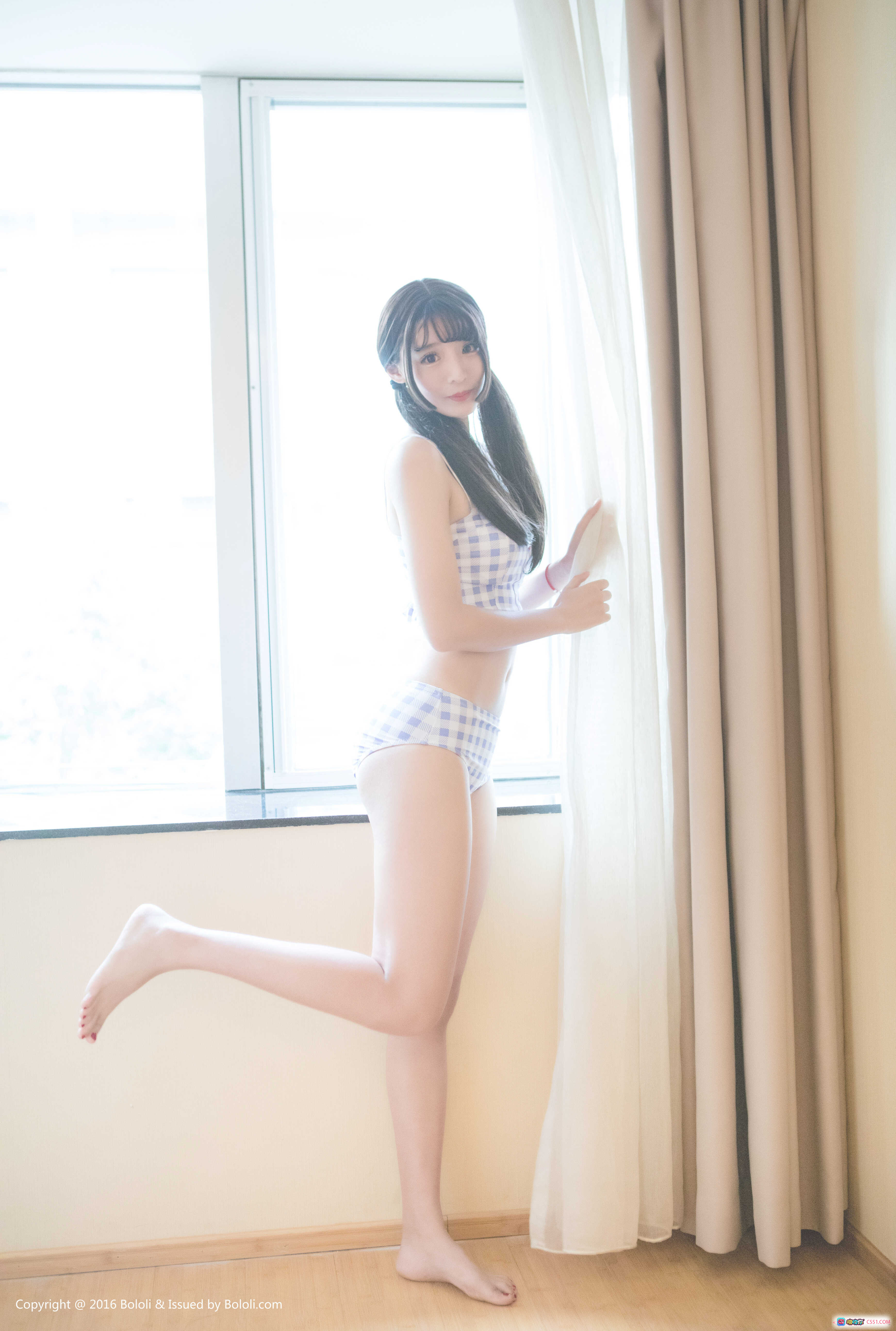 图片[5] - BoLoli波萝社VOL.113 1997丶2 窗边格纹内衣少女 清纯长发侧颜写真 40P高清图集 - 就要吻