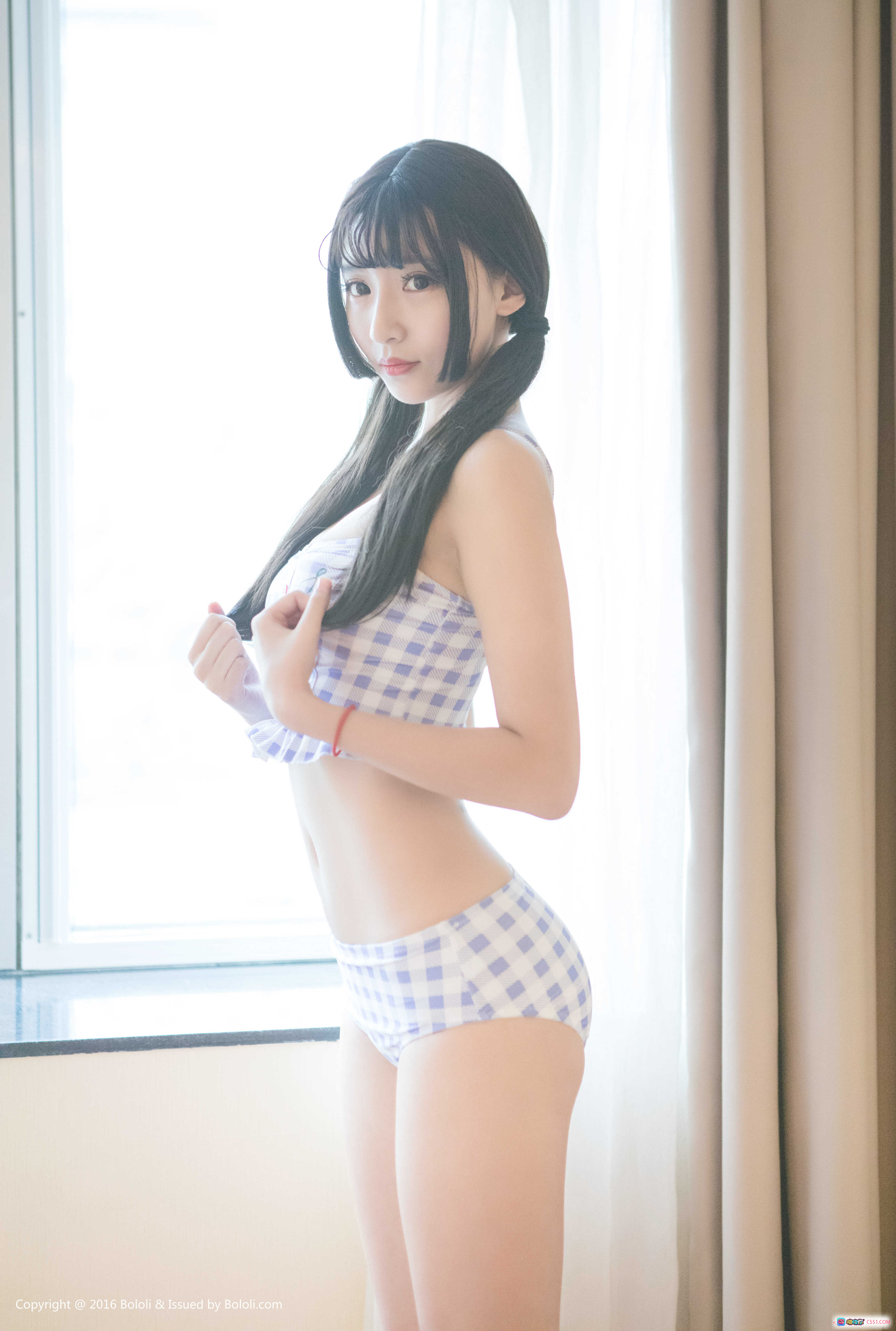 BoLoli波萝社VOL.113 1997丶2 窗边格纹内衣少女 清纯长发侧颜写真 40P高清图集 - 就要吻