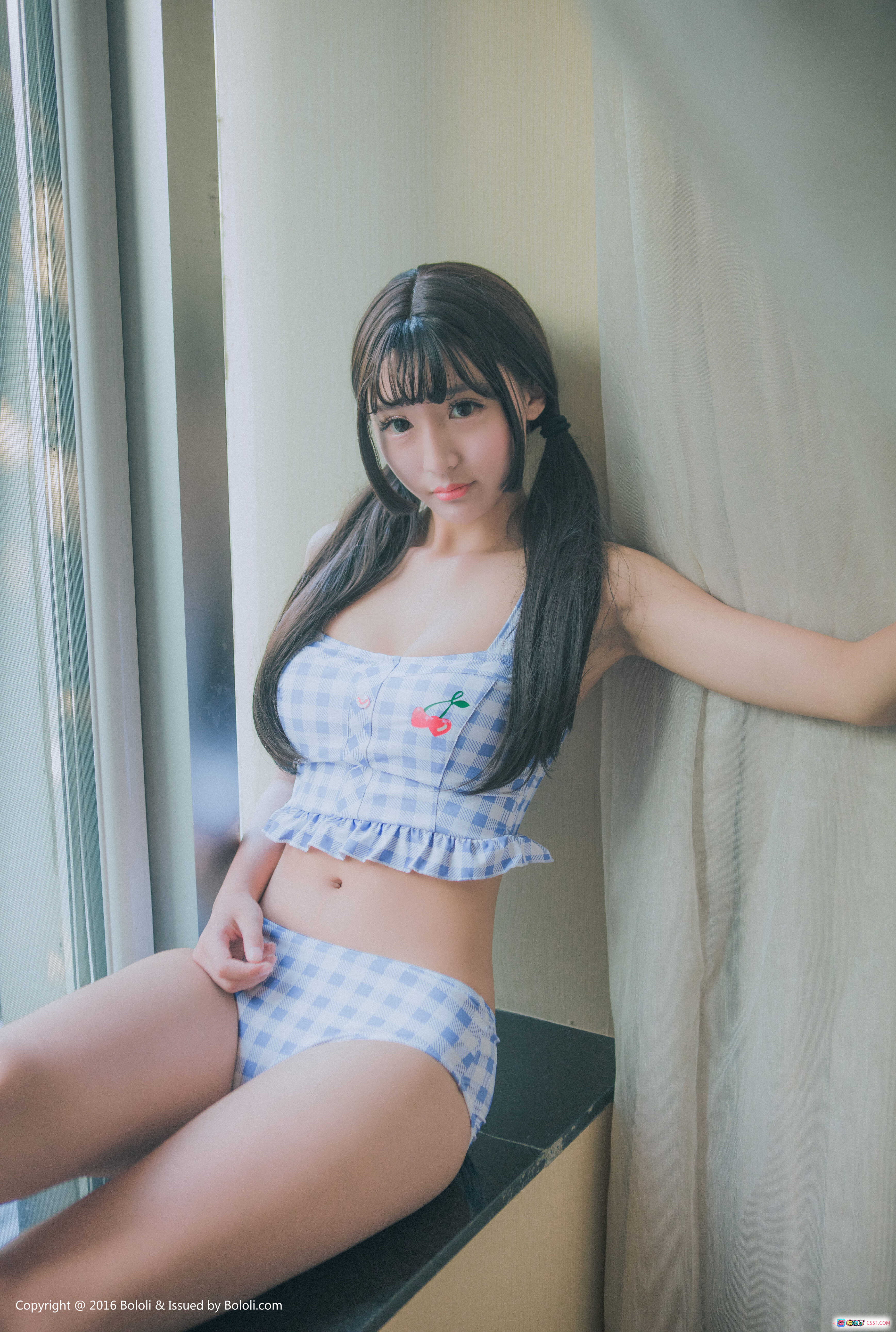 图片[3] - BoLoli波萝社VOL.113 1997丶2 窗边格纹内衣少女 清纯长发侧颜写真 40P高清图集 - 就要吻