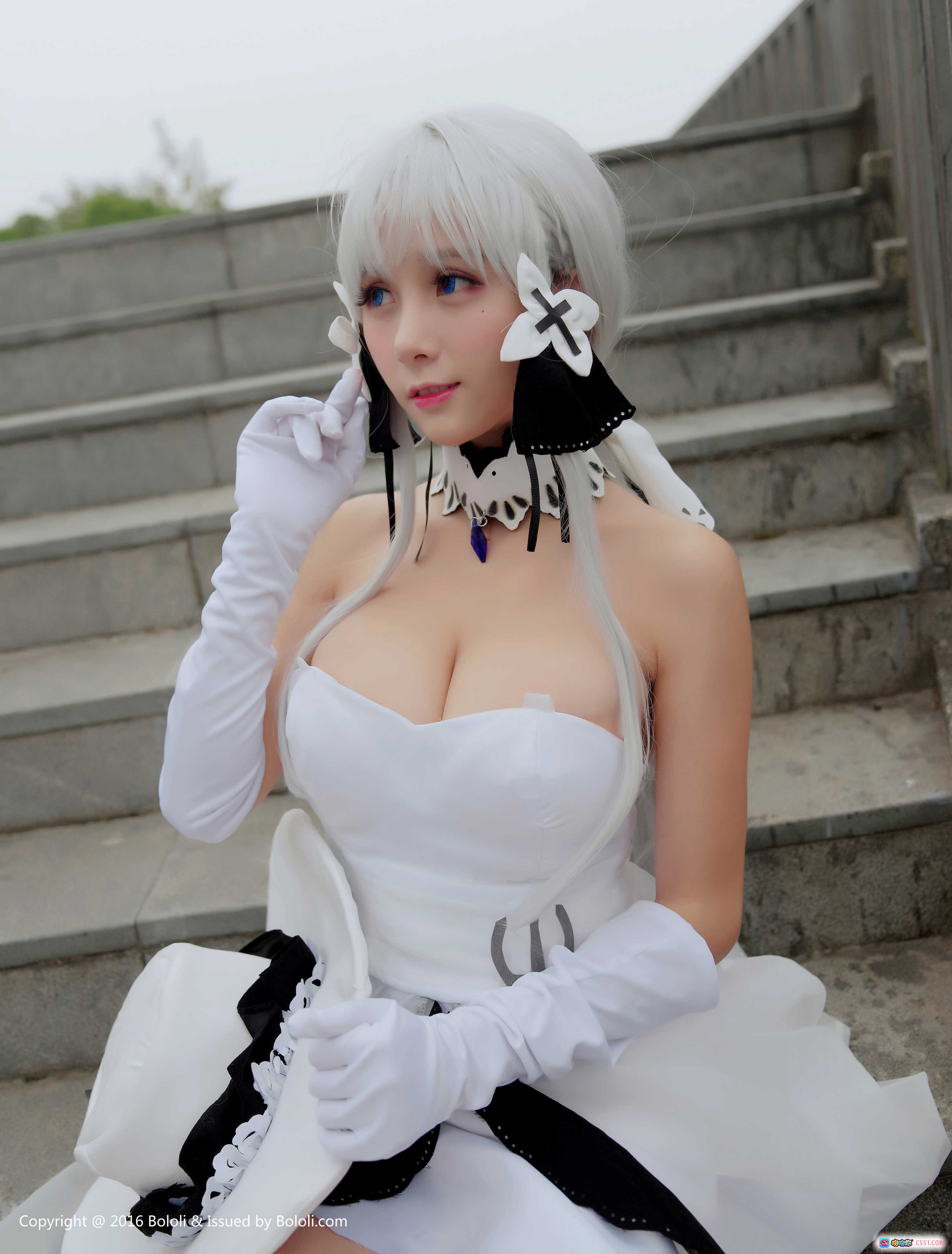 图片[6] - 夏美酱cosplay白发女巫造型 – 宽檐帽+十字花饰+蕾丝颈饰 – BoLoli波萝社VOL.117高清写真 - 就要吻