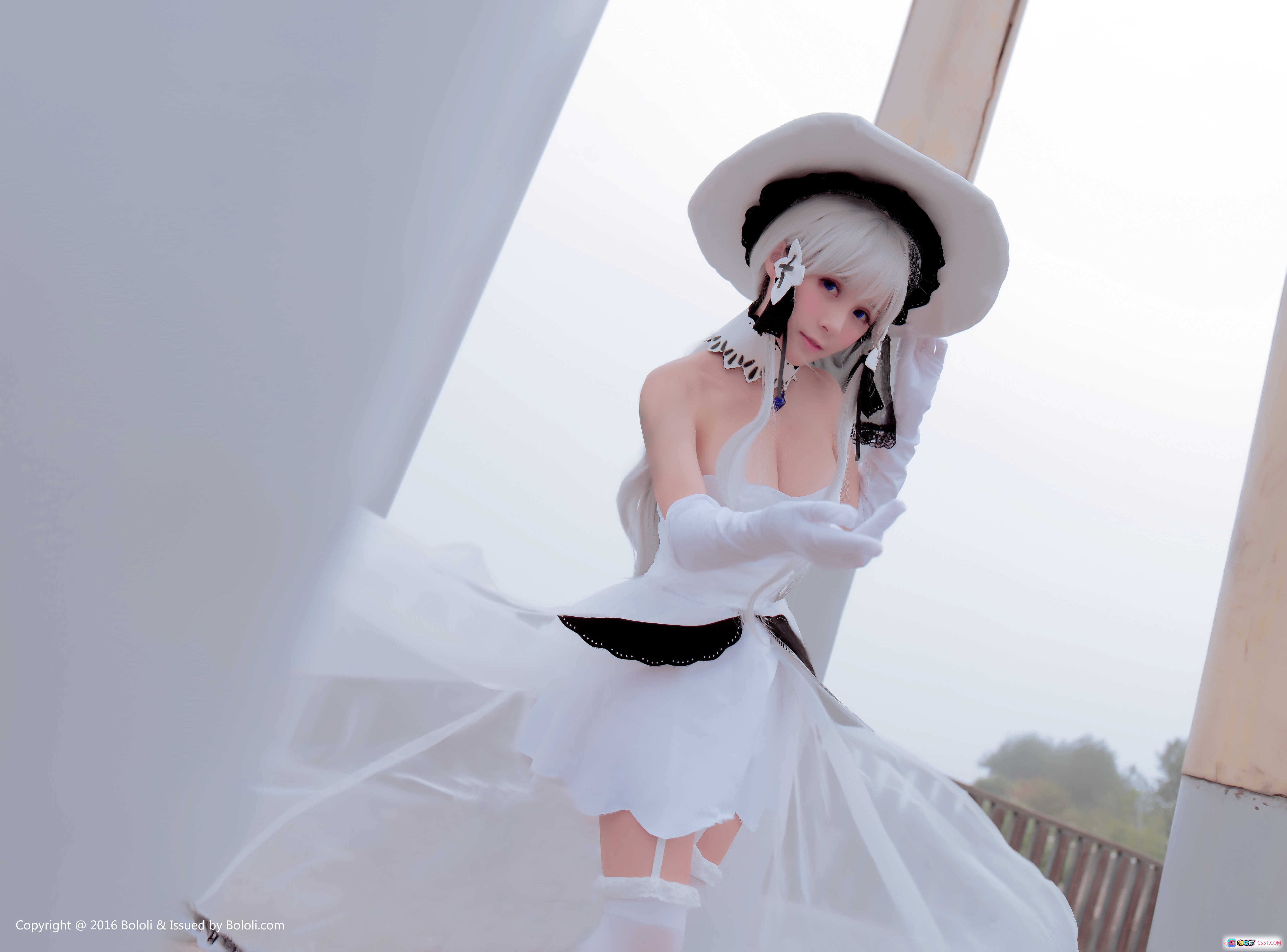 图片[7] - 夏美酱cosplay白发女巫造型 – 宽檐帽+十字花饰+蕾丝颈饰 – BoLoli波萝社VOL.117高清写真 - 就要吻