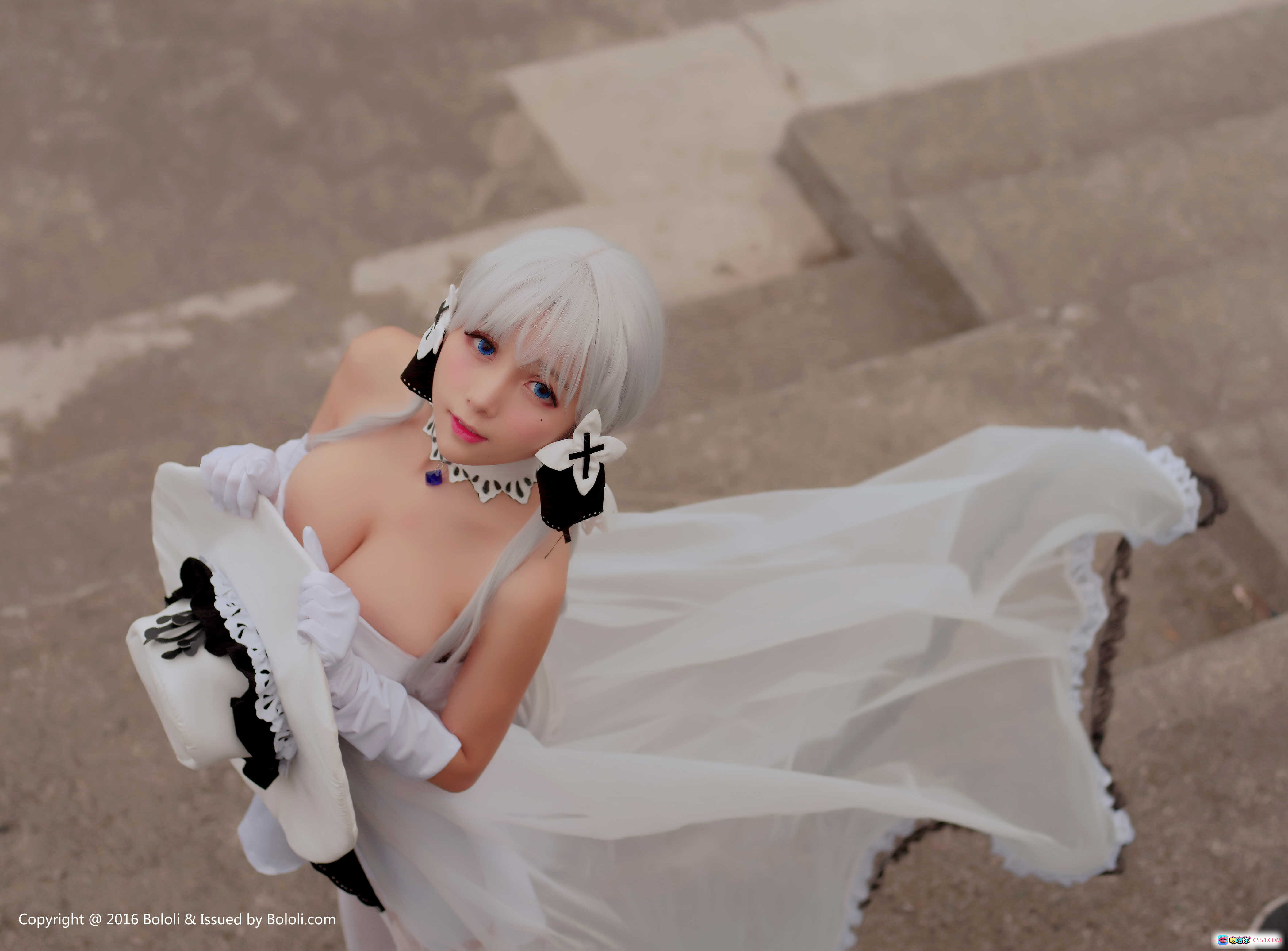 图片[4] - 夏美酱cosplay白发女巫造型 – 宽檐帽+十字花饰+蕾丝颈饰 – BoLoli波萝社VOL.117高清写真 - 就要吻