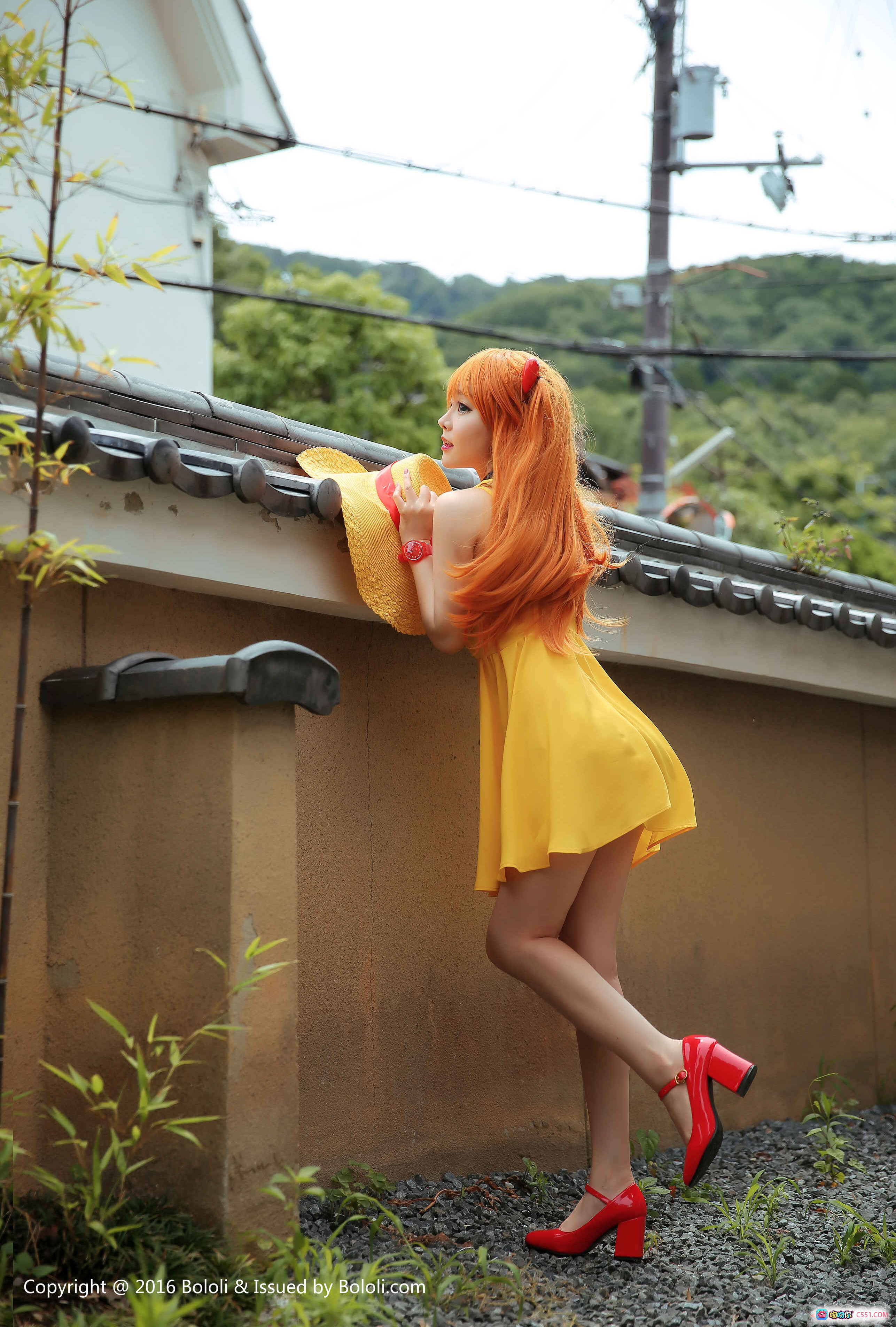 柳侑绮Cosplay黄裙红发少女 日系户外写真 BoLoli波萝社VOL.110 2017.08.30 高清美图 - 就要吻