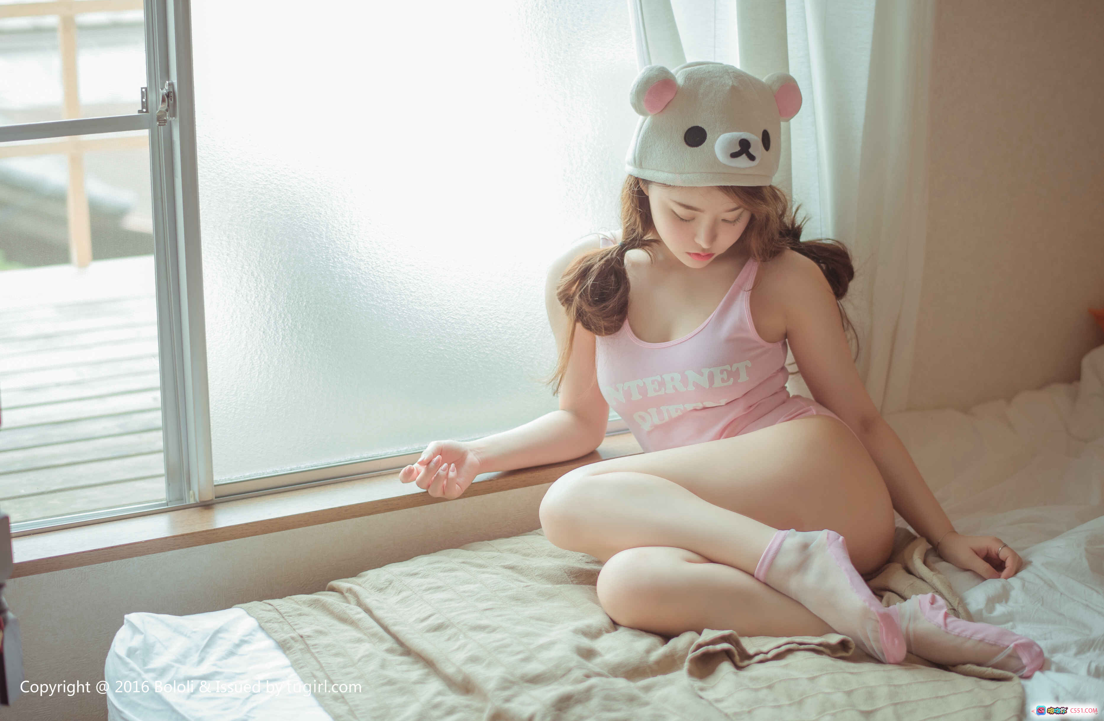 图片[8] - 柳侑绮可爱熊帽写真 | BoLoli波萝社VOL.097粉嫩吊带少女风 | 2017年8月5日高清65P - 就要吻