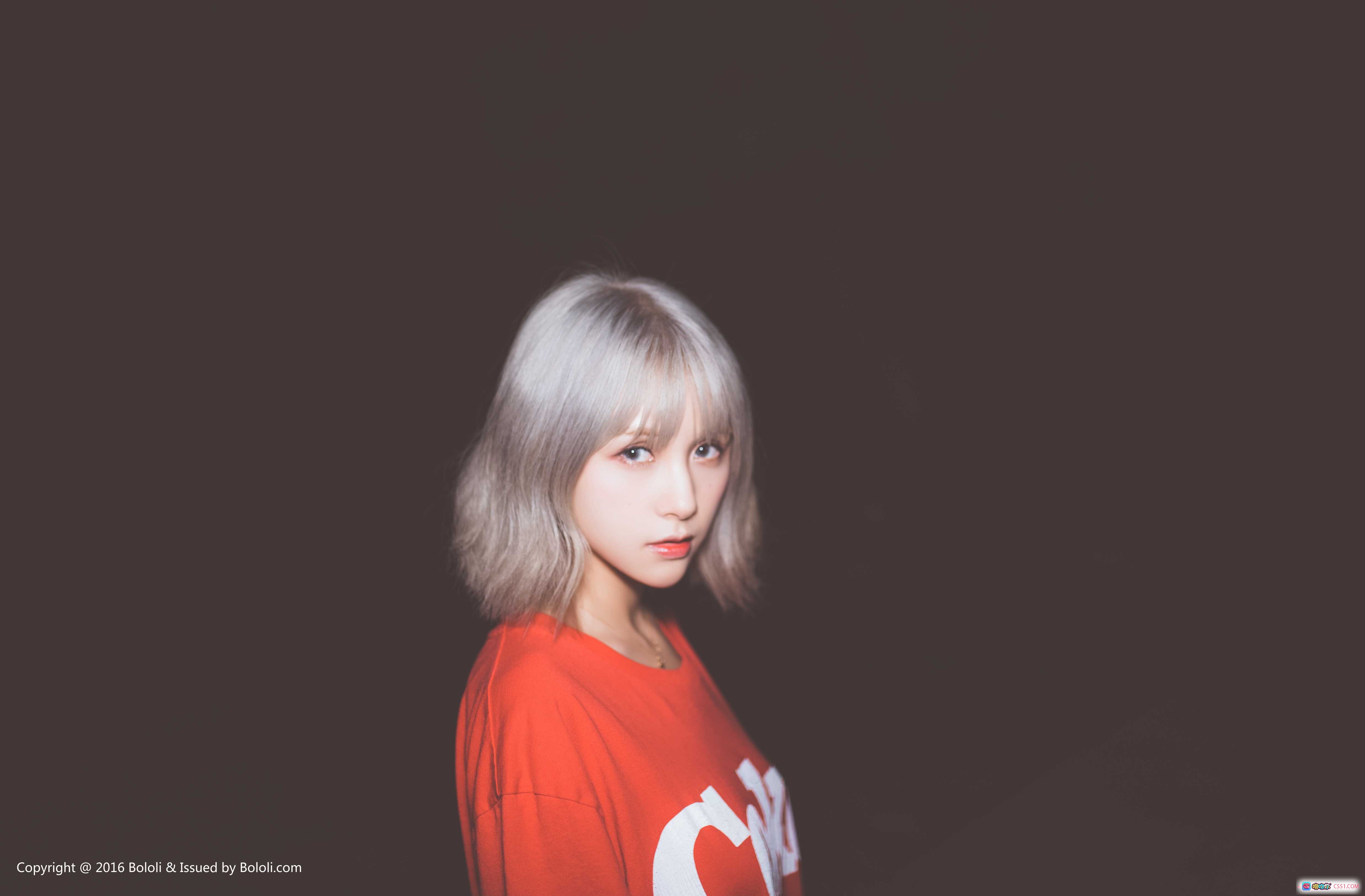 图片[10] - 夏美酱海边风情写真 | BoLoLi波萝社VOL.123 | 白色POLO短款上衣+黑色泳裤 | 银发少女热带植物背景 | 2017.10.28高清48P - 就要吻