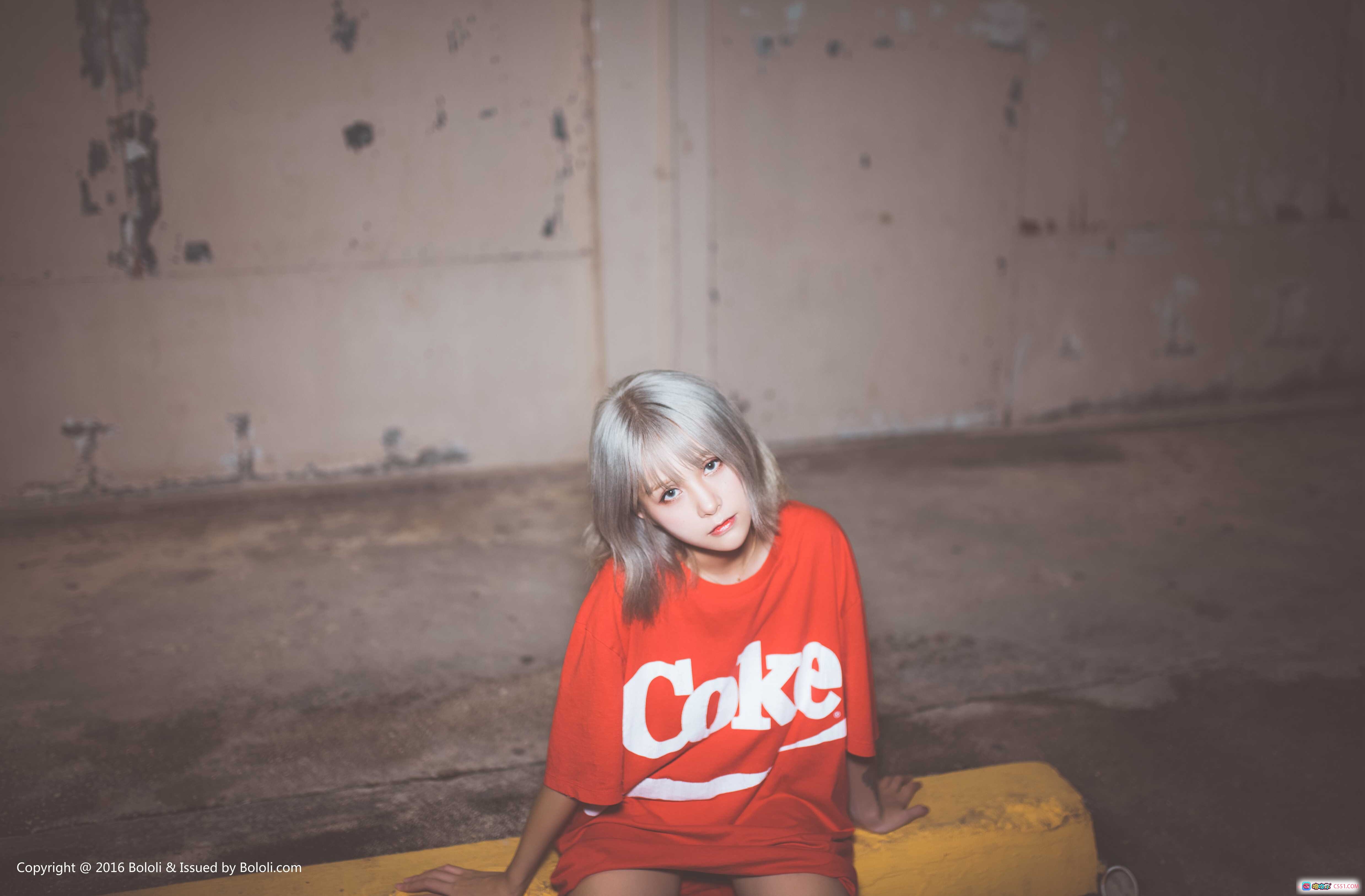 图片[7] - 夏美酱海边风情写真 | BoLoLi波萝社VOL.123 | 白色POLO短款上衣+黑色泳裤 | 银发少女热带植物背景 | 2017.10.28高清48P - 就要吻