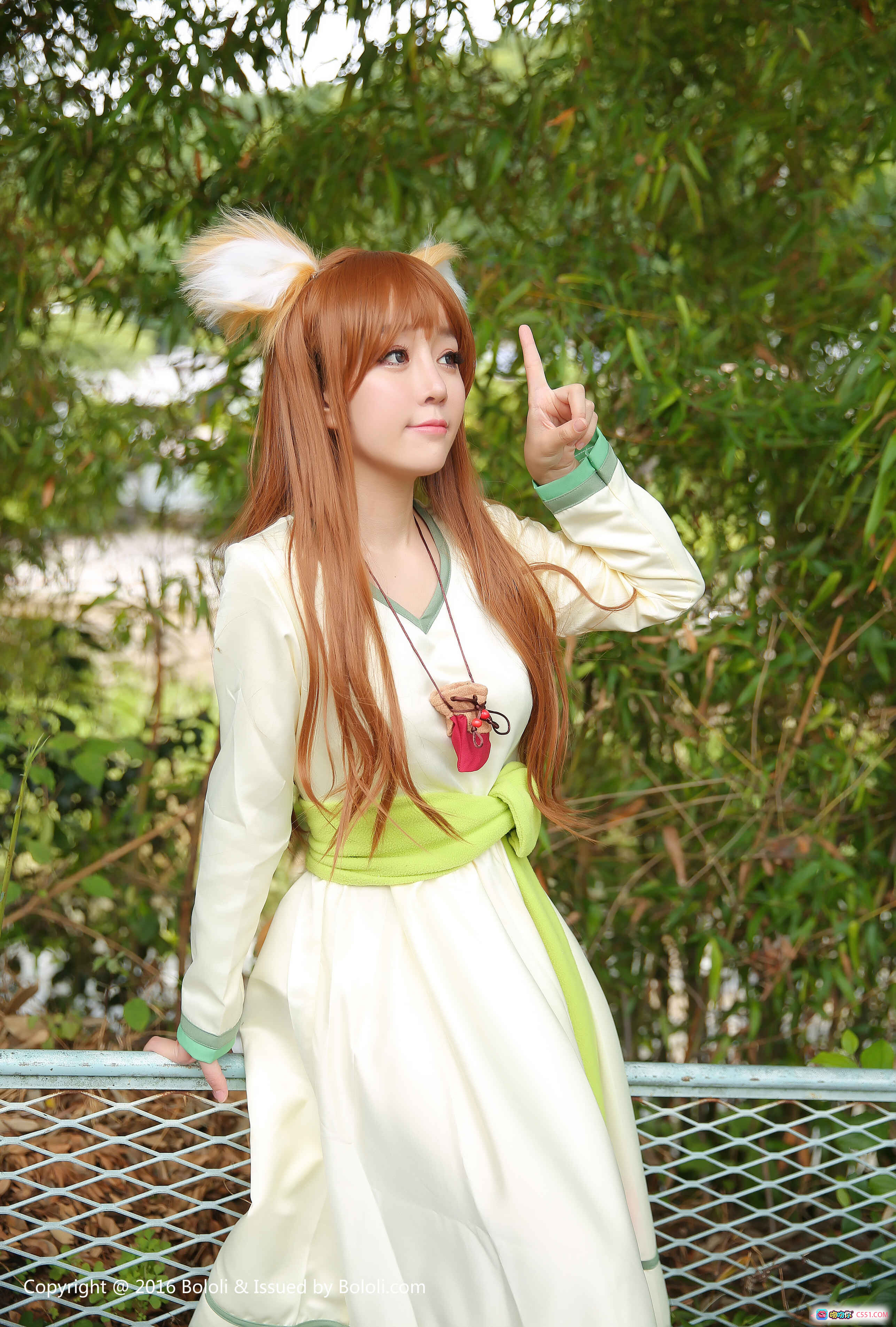 图片[5] - 王雨纯cosplay古风仙女裙 绿白配色长发兔耳造型 户外竹林写真  BoLoli波萝社VOL.091高清美图 - 就要吻