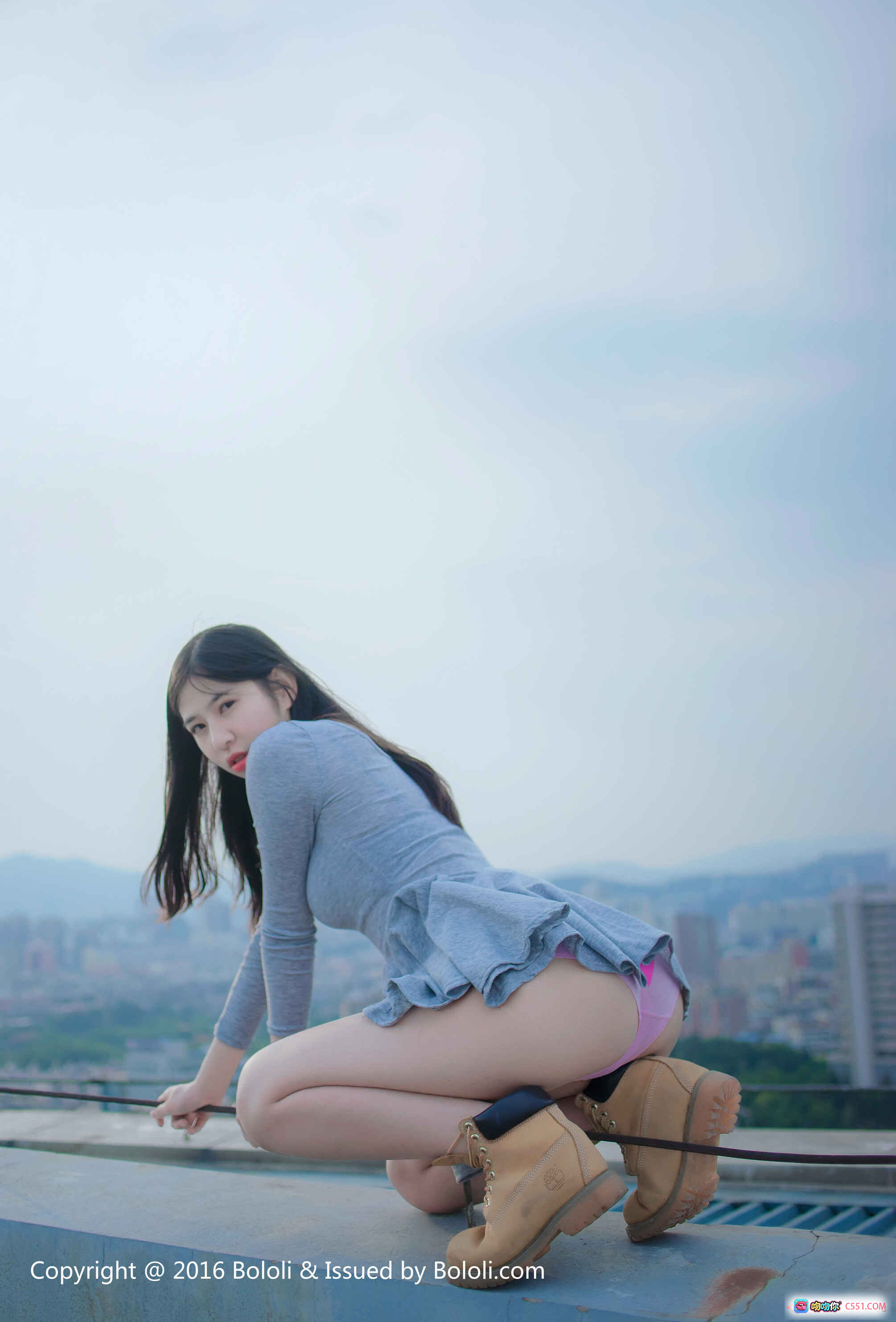 图片[4] - BoLoli波萝社VOL.103郁郁粉色天台写真 甜美少女心爱心内裤阳光逆光美腿特写 39P高清图集 - 就要吻