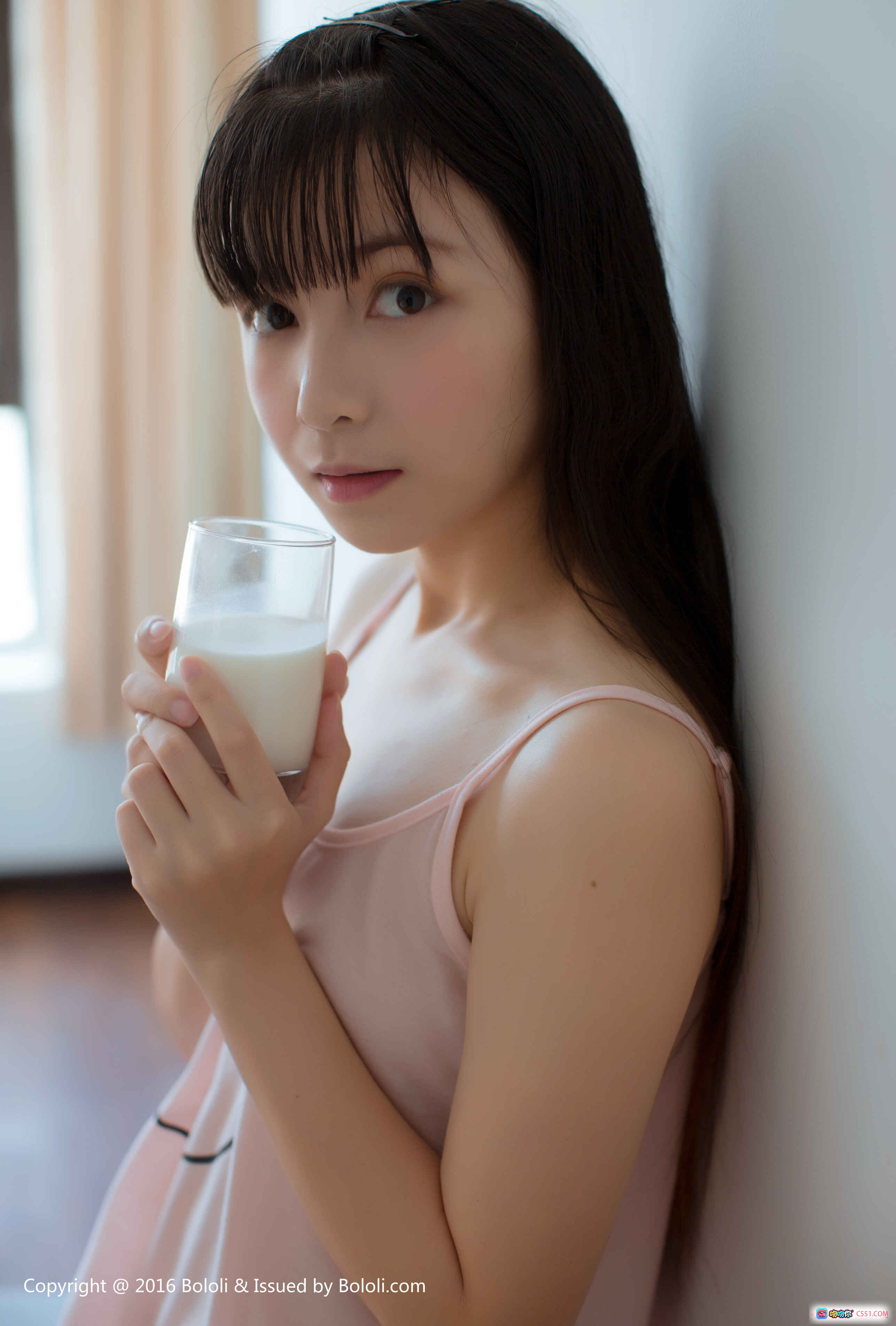 图片[7] - BoLoli波萝社VOL.038鱼丸粉色吊带睡衣居家写真 甜美少女黑长直温柔眼神30P高清图集 - 就要吻