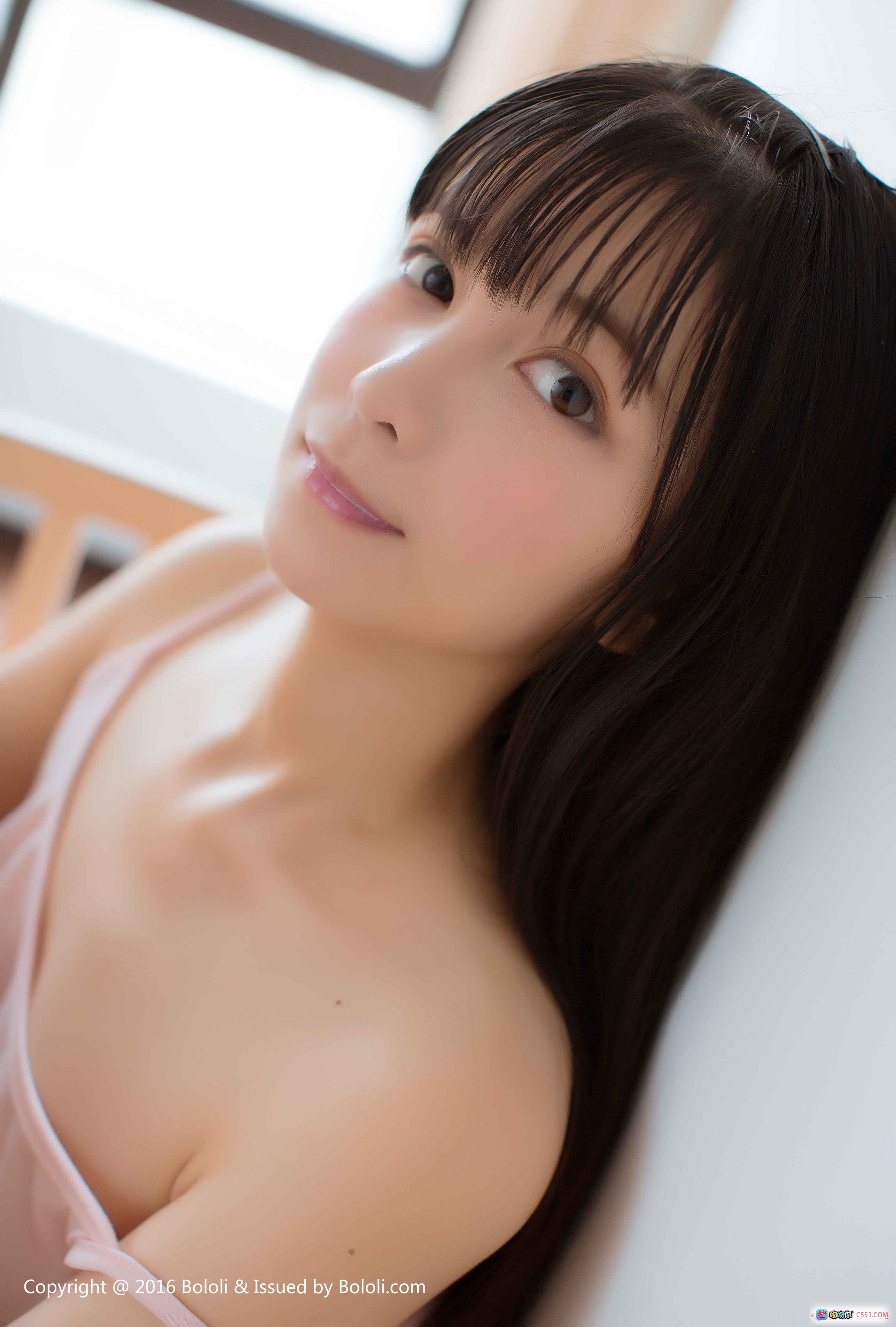 图片[3] - BoLoli波萝社VOL.038鱼丸粉色吊带睡衣居家写真 甜美少女黑长直温柔眼神30P高清图集 - 就要吻