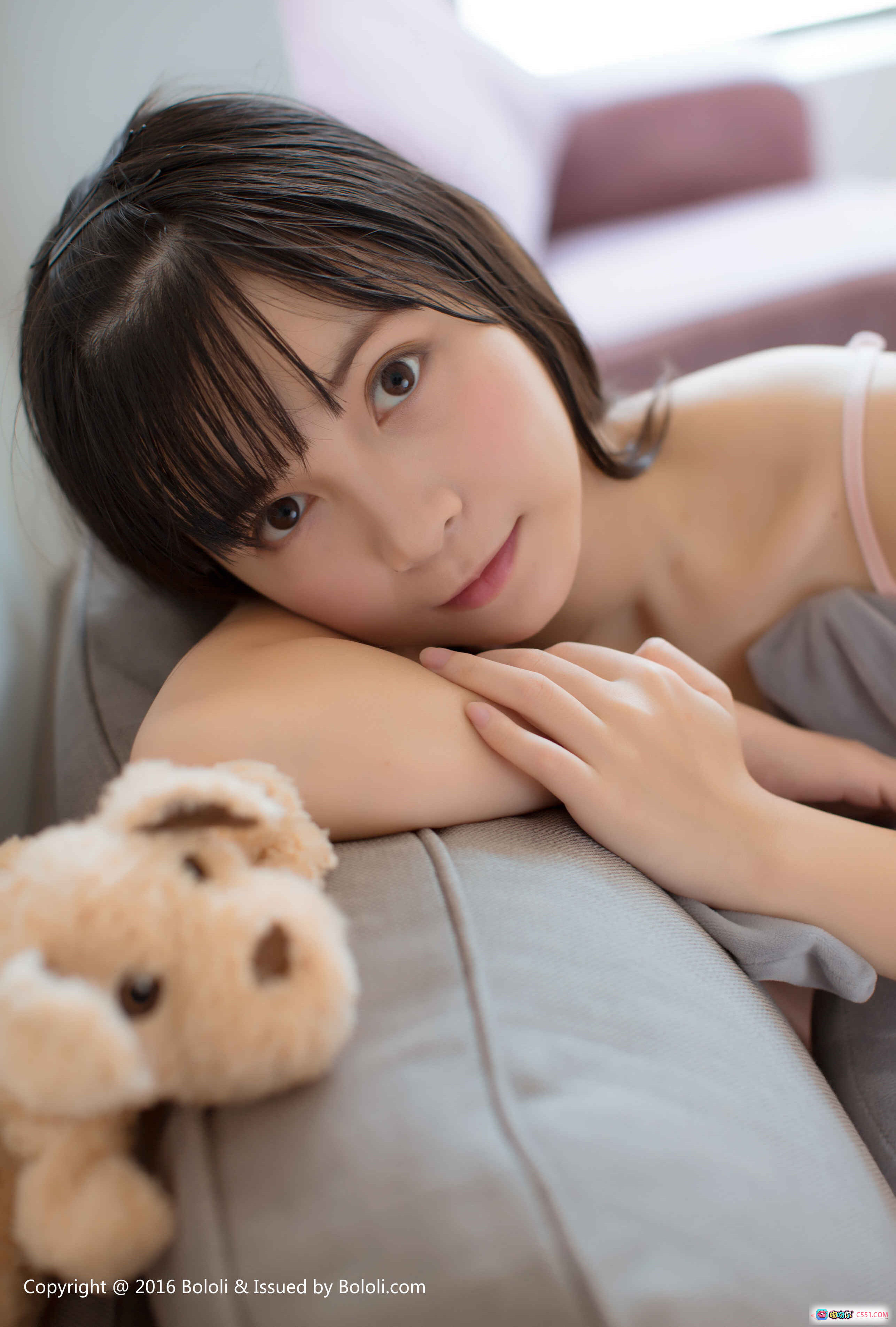 图片[9] - BoLoli波萝社VOL.038鱼丸粉色吊带睡衣居家写真 甜美少女黑长直温柔眼神30P高清图集 - 就要吻