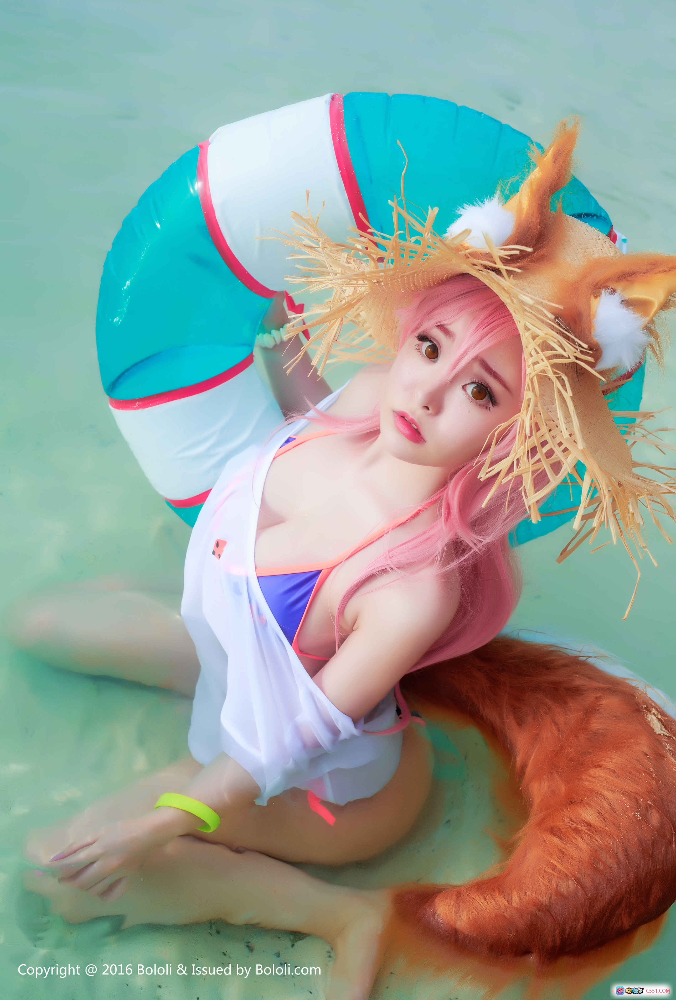 图片[3] - 柳侑绮比基尼划船写真 | BoLoli波萝社VOL.131海边皮划艇美女摄影 | 粉发草帽沙滩风情 - 就要吻