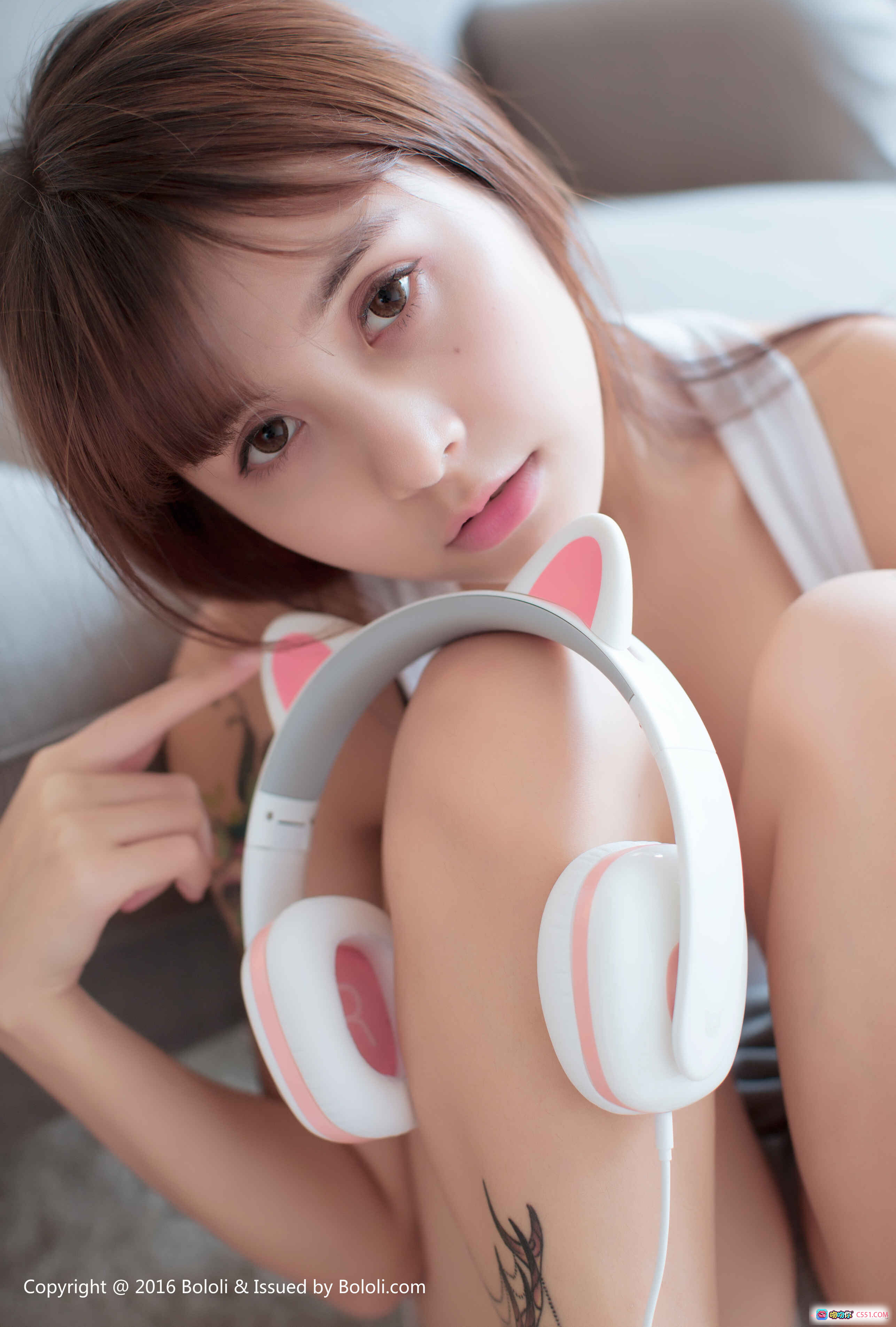 夏美酱可爱猫耳耳机写真 | BoLoli波萝社2018年2月13日VOL.136高清美图 - 就要吻