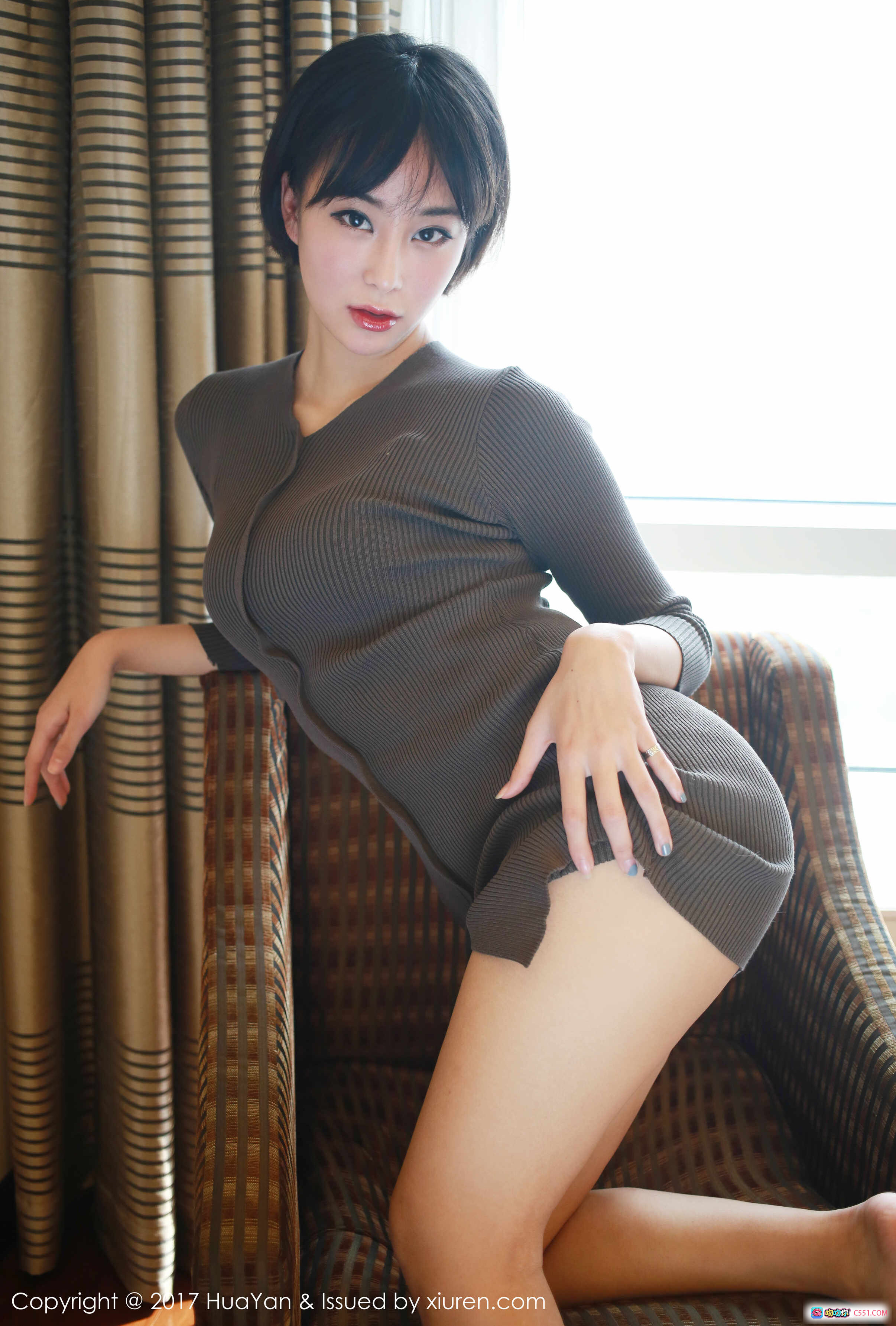 图片[3] - HuaYan花の颜2017.04.18 Vol.035艺蕾 白衬衫透视写真 短发清纯少女 室内窗边坐姿 43图高清摄影 - 就要吻