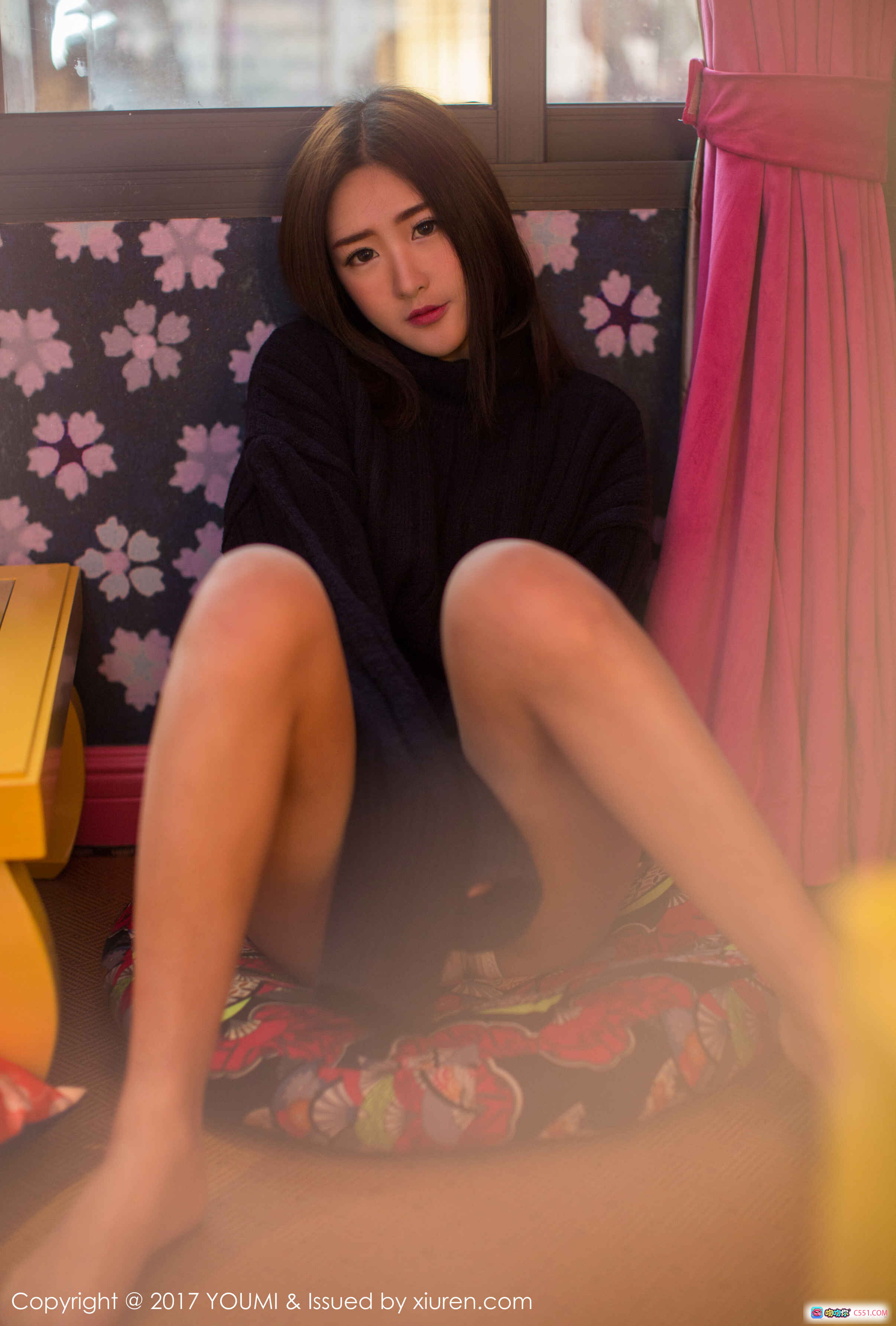 YouMi尤蜜荟周琰琳LIN私房写真 2017.04.13 Vol.033 黑衣美腿樱花背景日系风格高清图集 - 就要吻