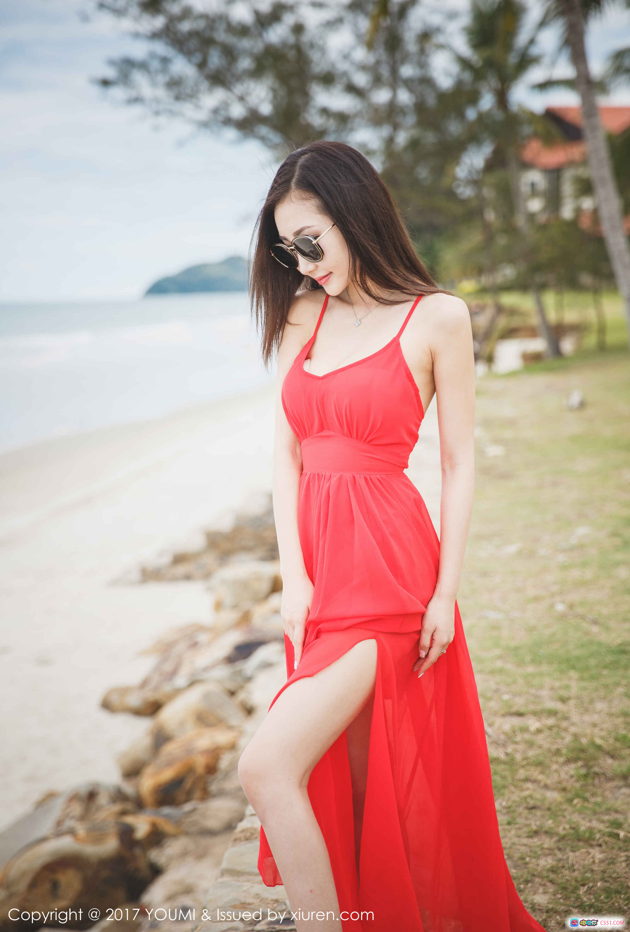 图片[7] - 海边红裙美女写真 | YouMi尤蜜荟2017 Vol.028尤美沙滩风情照 - 就要吻