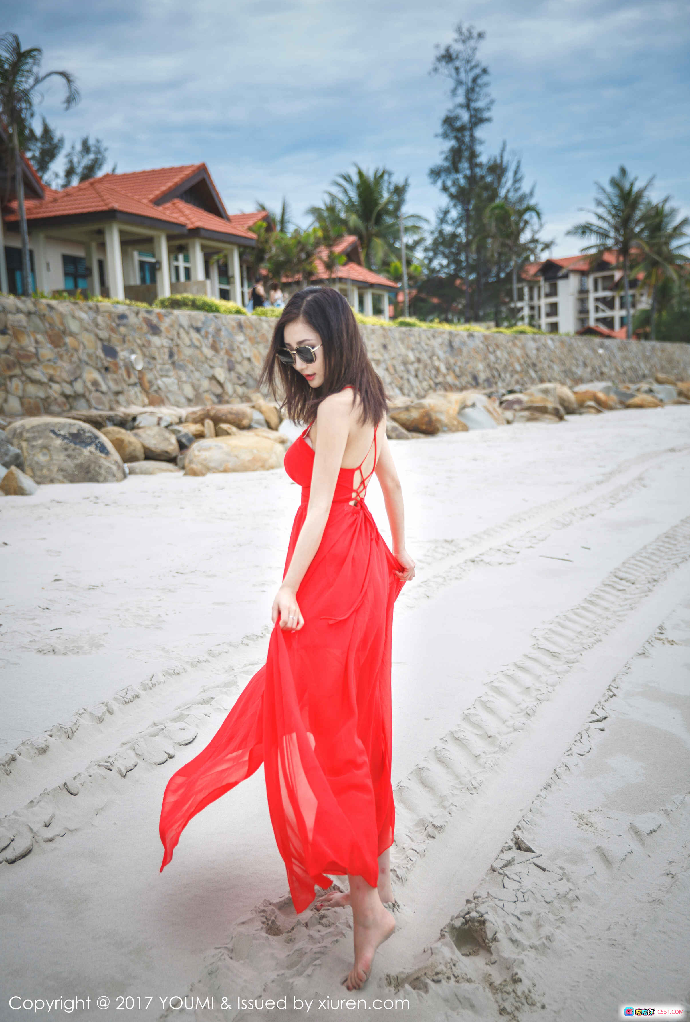 图片[4] - 海边红裙美女写真 | YouMi尤蜜荟2017 Vol.028尤美沙滩风情照 - 就要吻