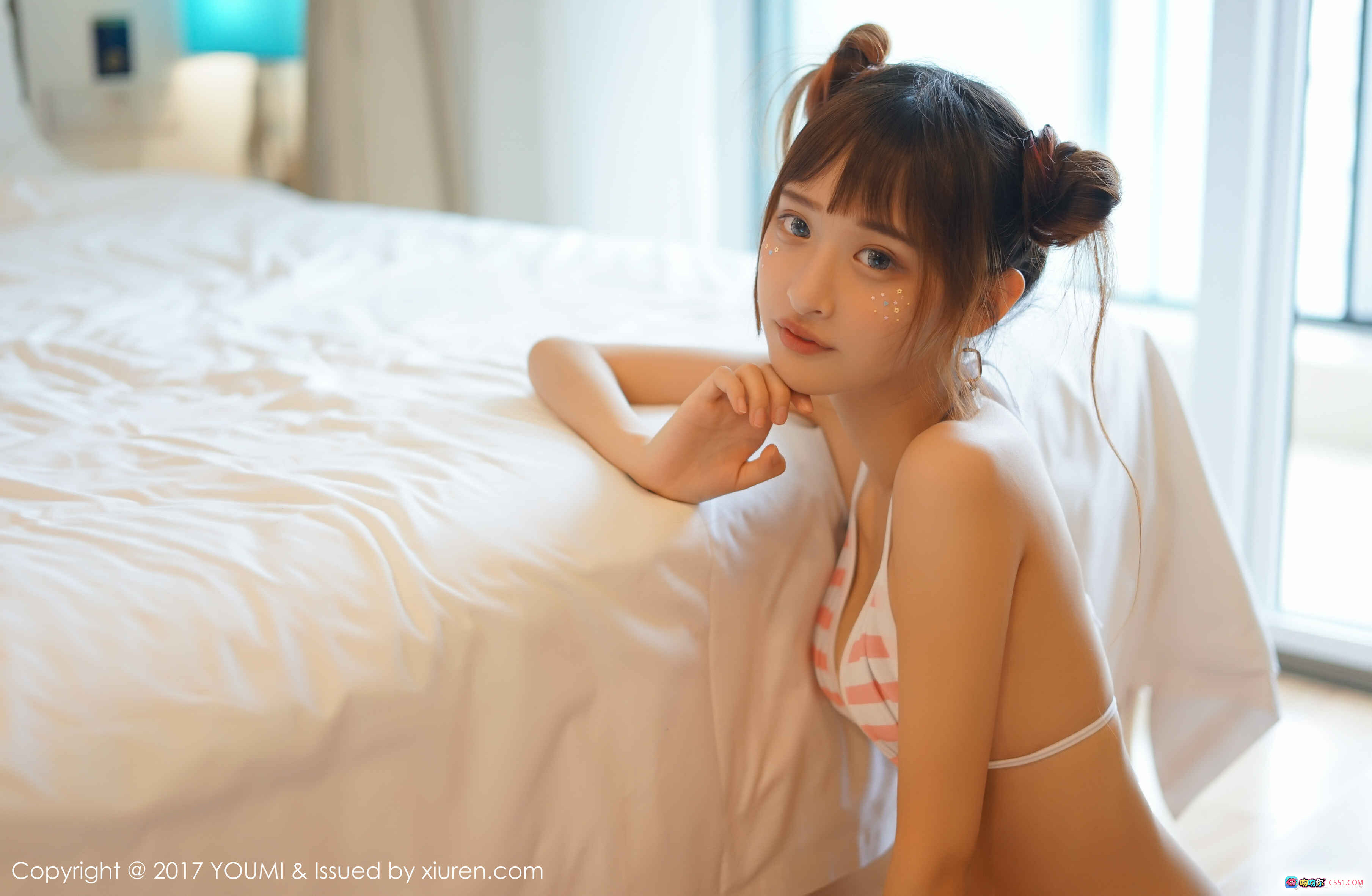 图片[7] - YouMi尤蜜荟2017.06.22 Vol.051 little贝壳 粉白条纹比基尼双马尾少女写真 甜美性感室内私房照 - 就要吻