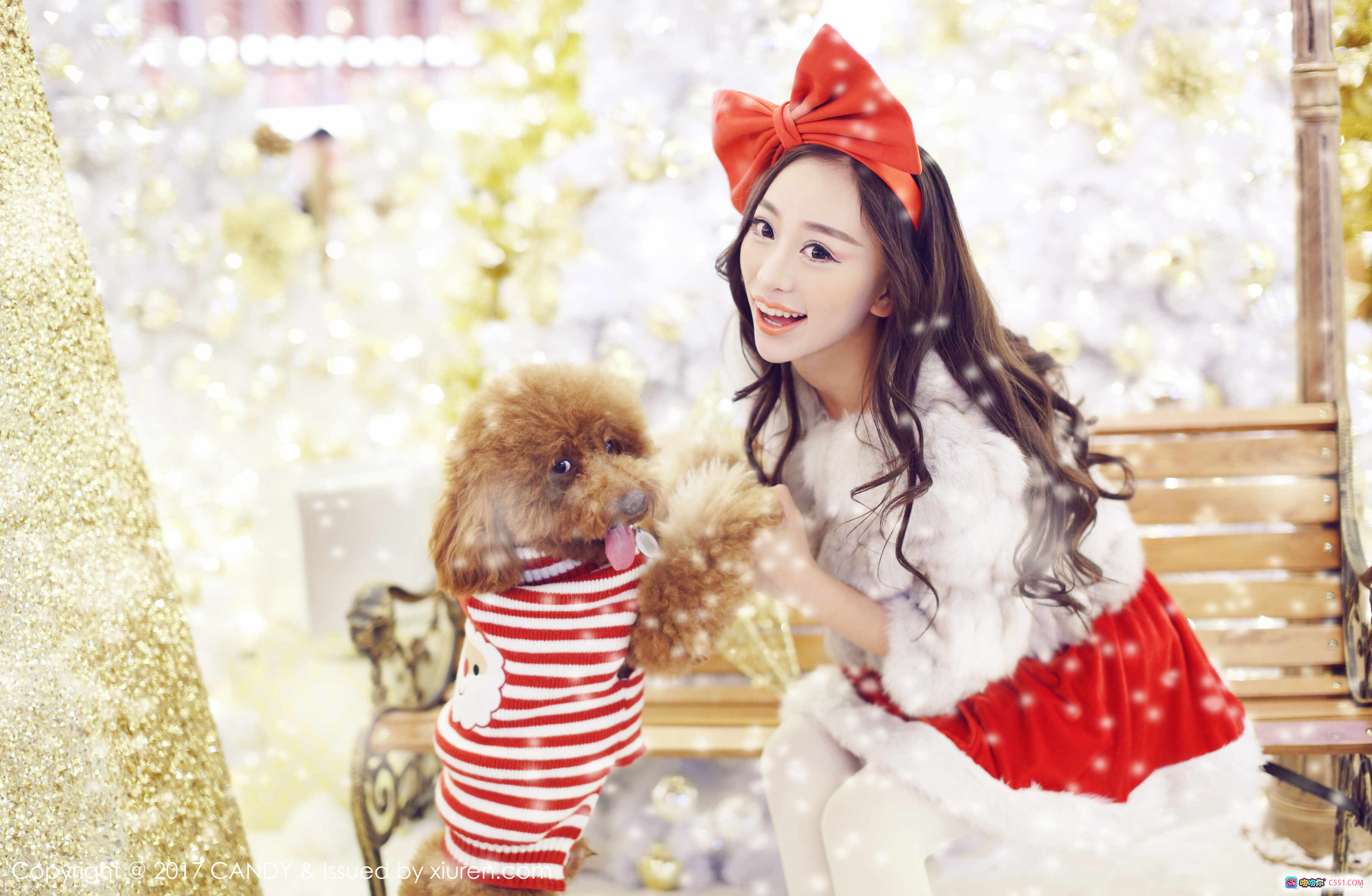 图片[8] - 圣诞少女写真 | 红色圣诞装+雪景小屋+礼物盒+驯鹿装饰 | CANDY 2017 VOL.047 模特合集 - 就要吻