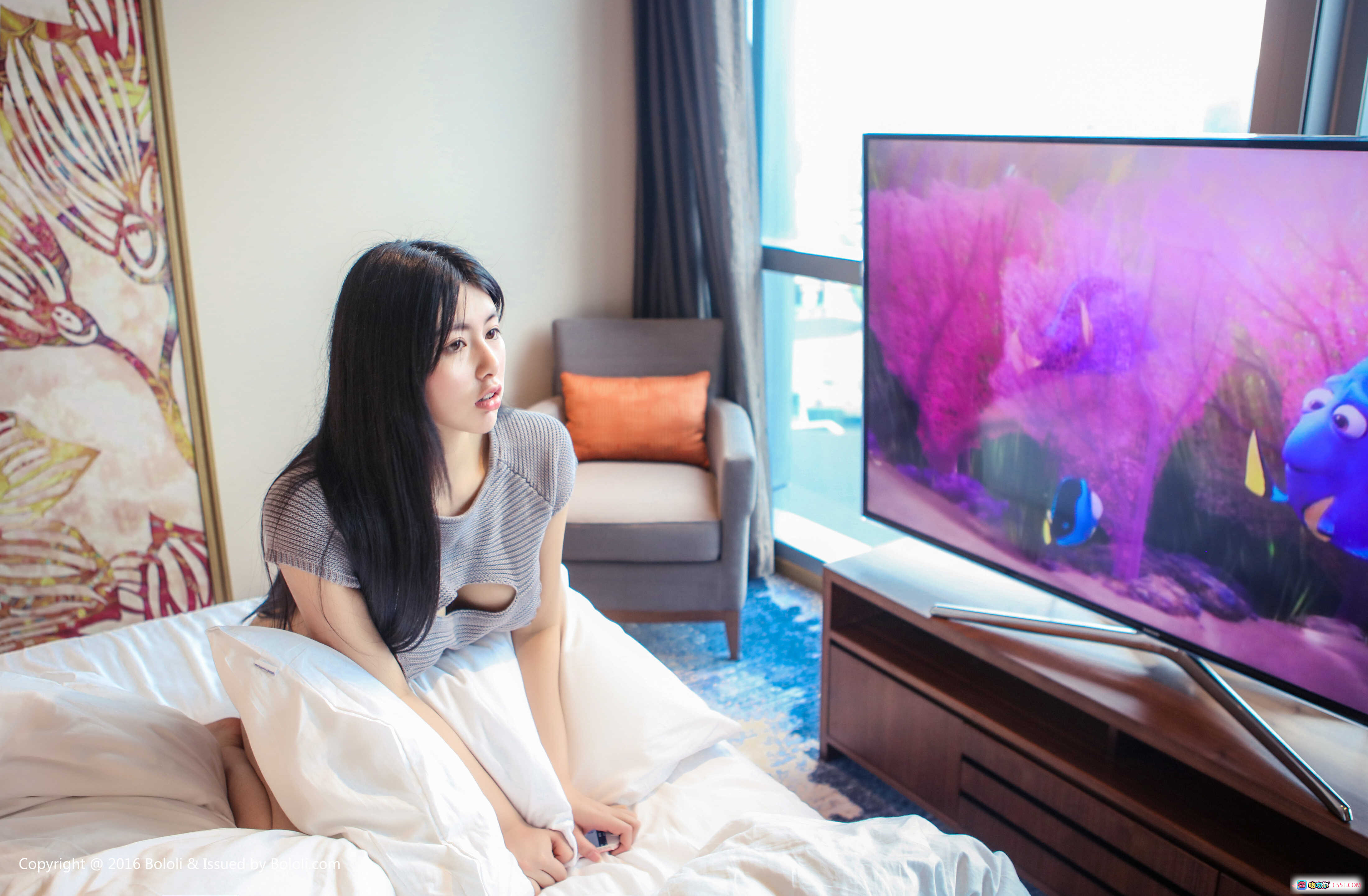 图片[6] - 娜露Selena性感写真 | BoLoli波萝社VOL.088 | 灰色针织镂空上衣 | 黑长直发卧室私房照 | 2017年7月20日高清40P - 就要吻