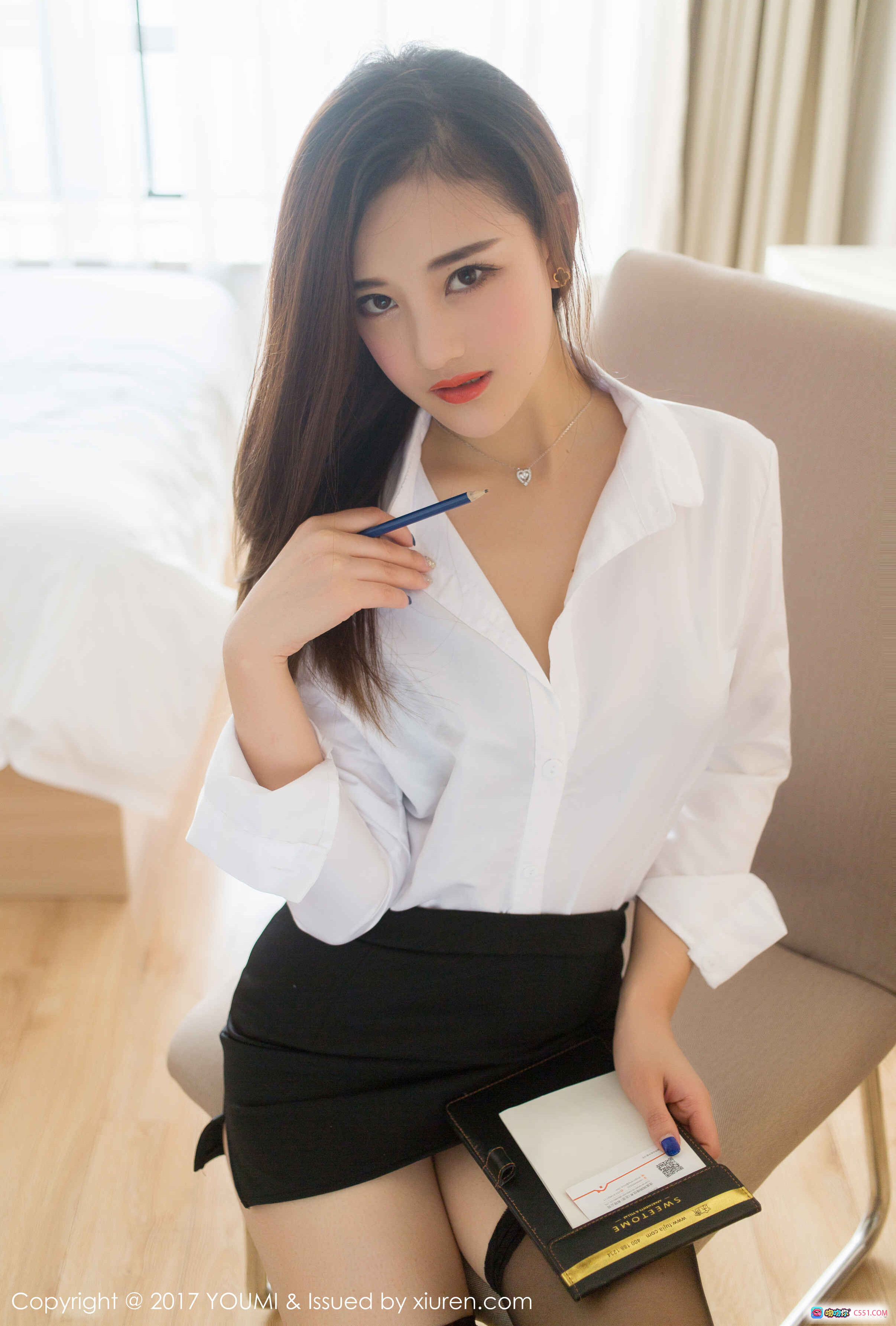 图片[9] - 娜娜TINA性感写真 | 黑色内衣白衬衫搭配 | 尤蜜荟2017Vol.087高清美图 - 就要吻