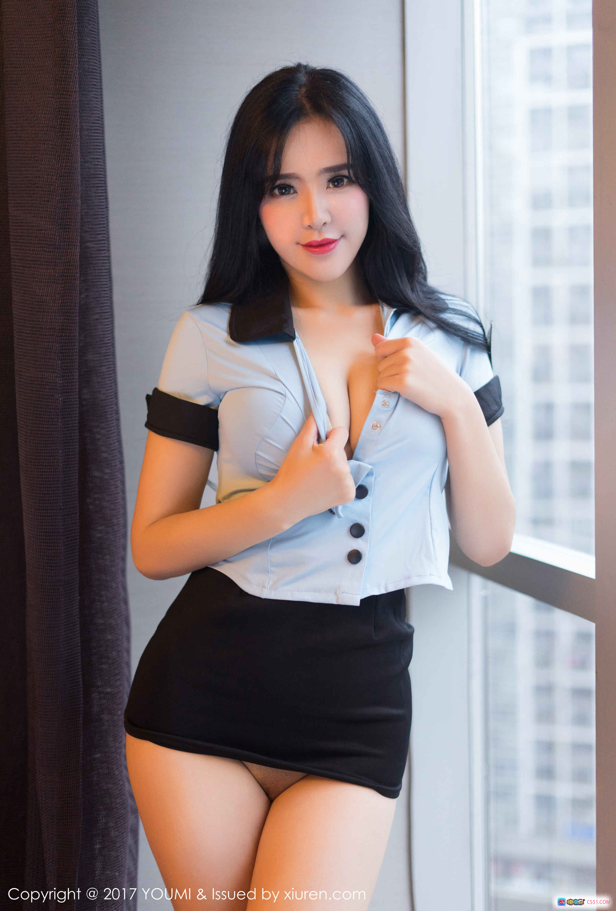 图片[2] - 刘钰儿白衬衫黑短裙眼镜美女打电话写真 – YouMi尤蜜荟2017.11.21 Vol.086 - 就要吻