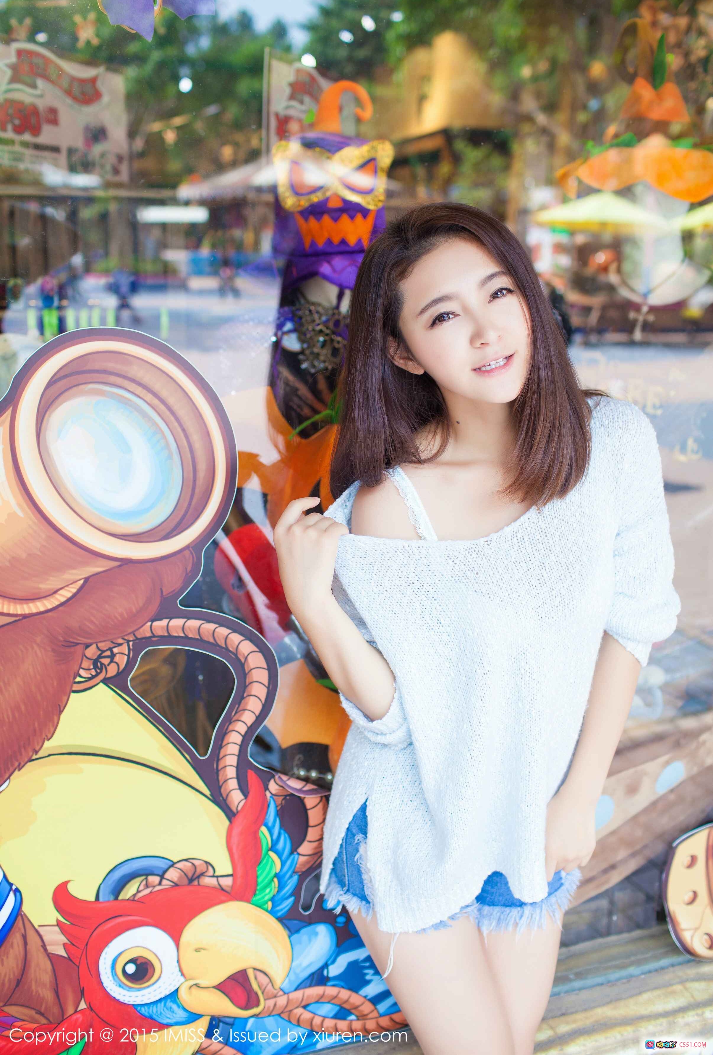 图片[8] - 夏茉GIGI清新户外写真 | 白色针织衫+破洞牛仔短裤 | IMISS爱蜜社2015 VOL.049高质美图 - 就要吻