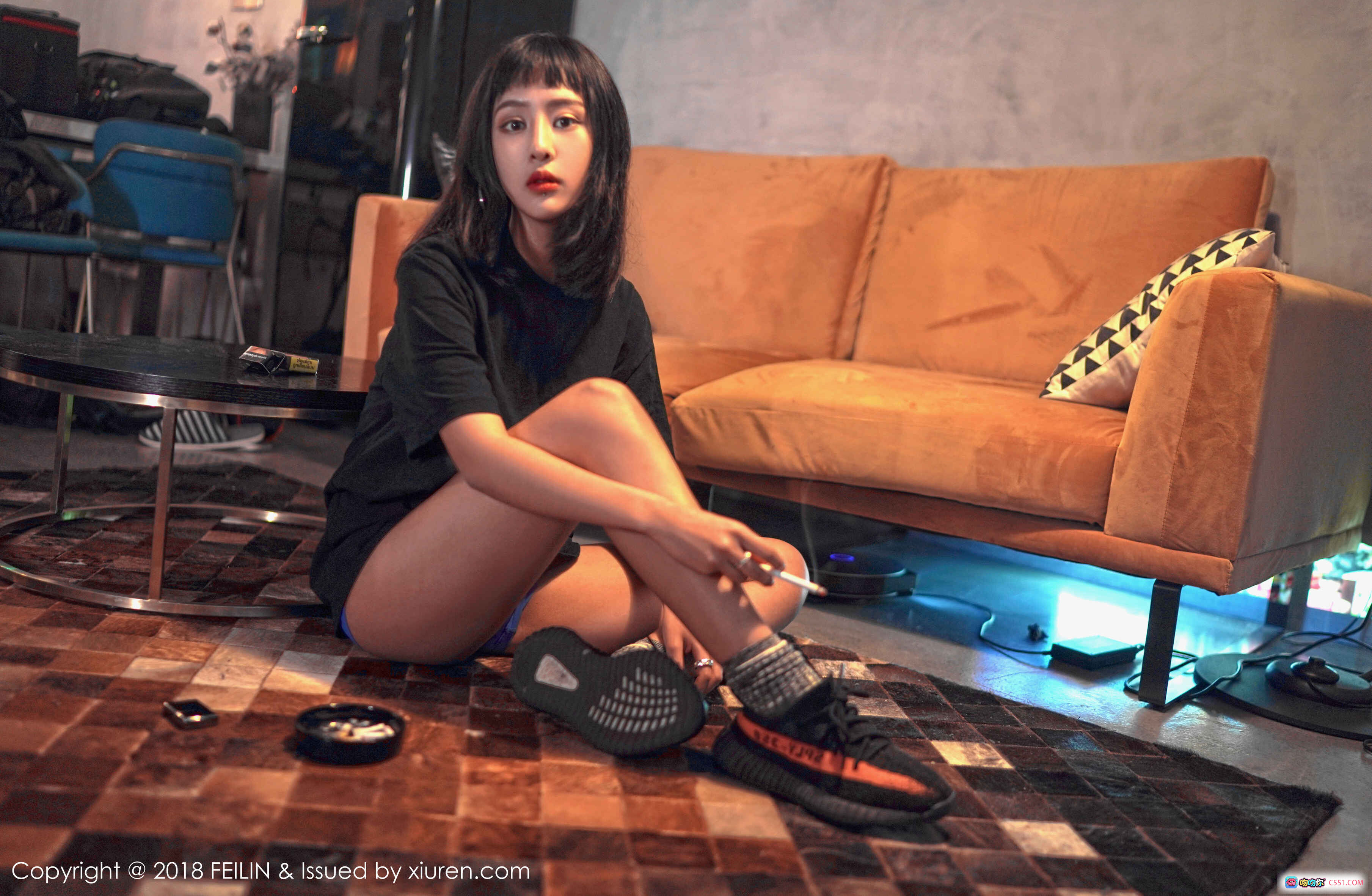 图片[10] - 赵艺璇蓝色运动内衣写真 | 纹身美女床上点烟 | FEILIN VOL.129 2018.03.29 - 就要吻