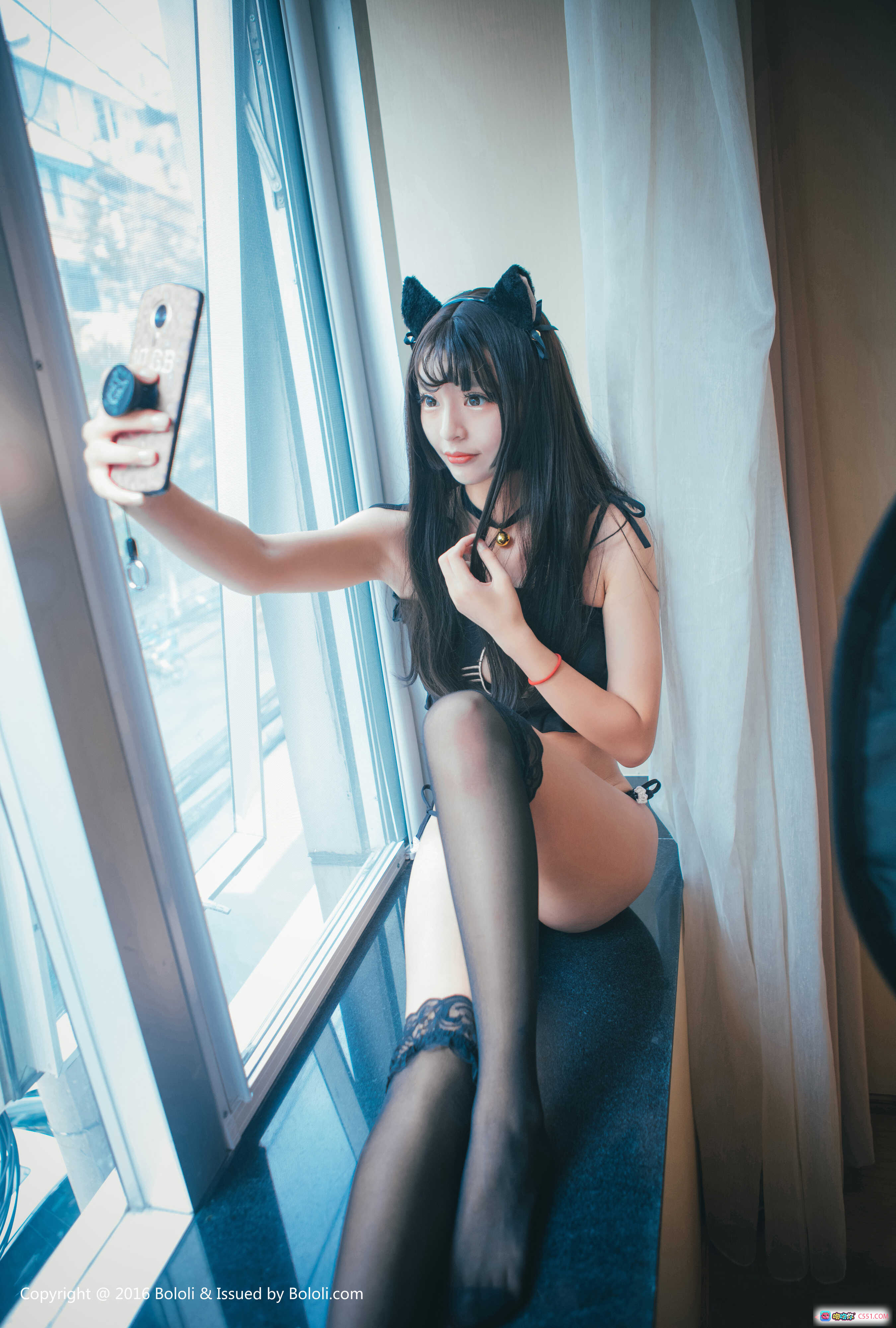 BoLoli波萝社VOL.121猫耳少女窗边自拍黑丝美腿写真 2017.09.21 40P高清图集 - 就要吻