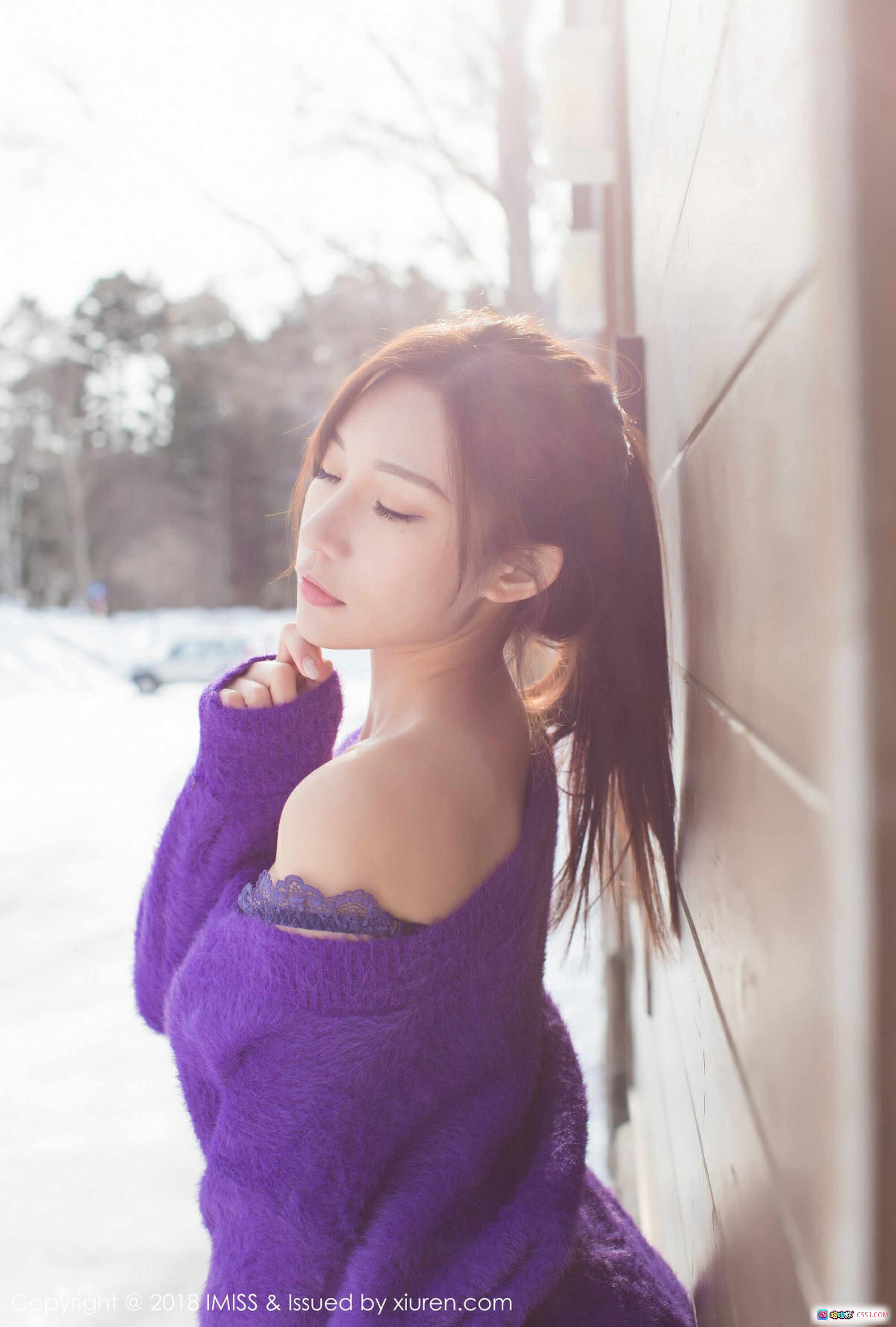 图片[6] - 小狐狸Sica紫色毛衣雪景写真 | IMiss爱蜜社2018 VOL.261 美女户外清新自然风 - 就要吻
