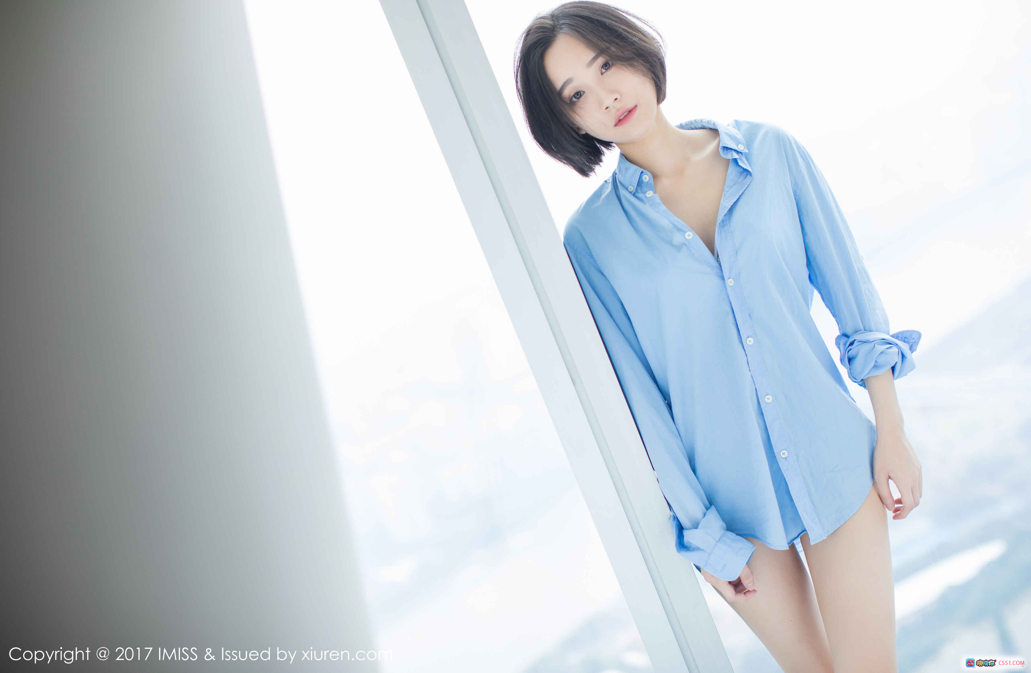 图片[8] - Livia清新短发蓝衬衫写真 | IMiss爱蜜社2017.08.08 VOL.178 | 49+1P高质私房美图 - 就要吻