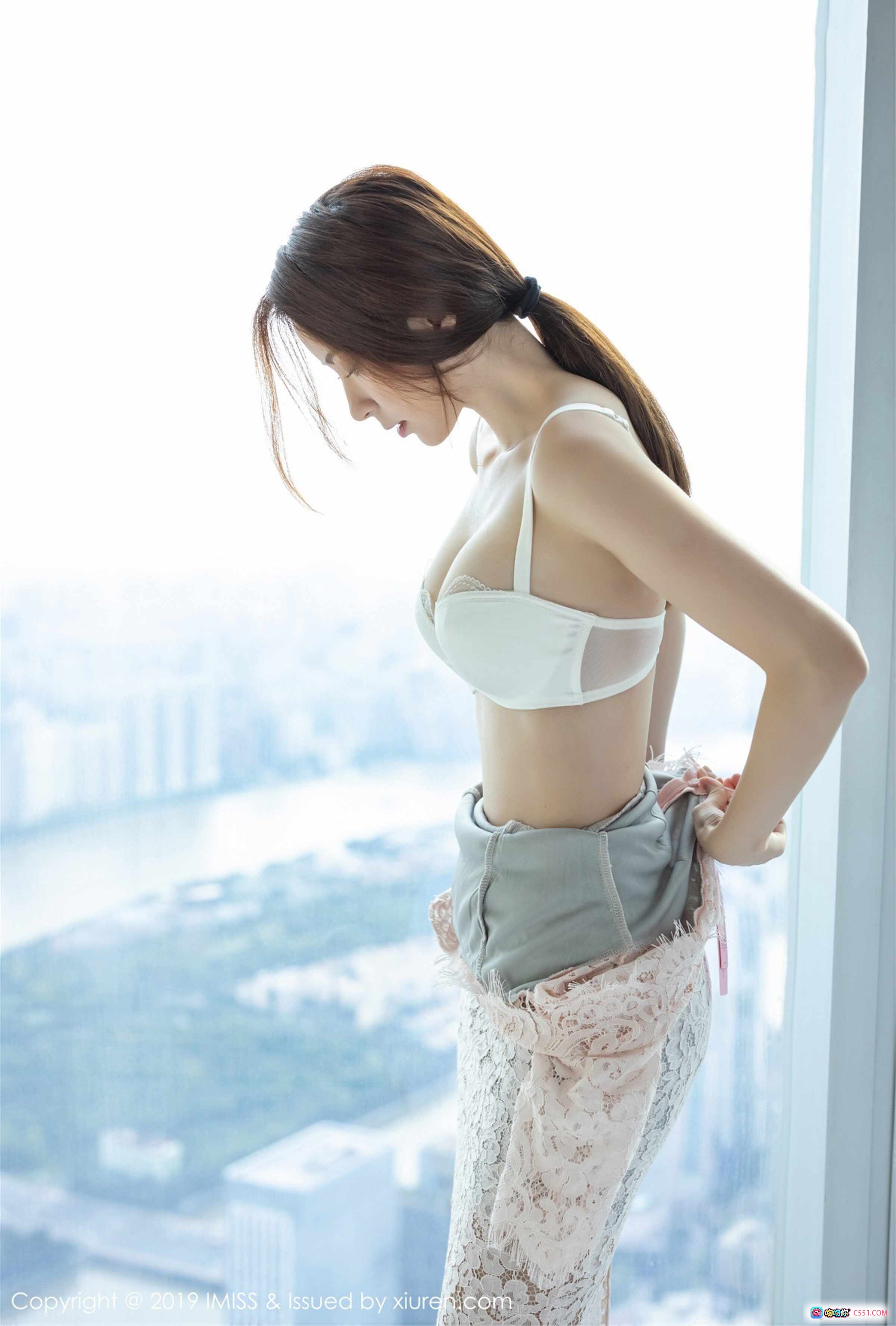 图片[5] - IMiss爱蜜社2019.08.01 VOL.366 Carry 白色蕾丝内衣写真 侧颜长发马尾 清新自然光人像摄影 - 就要吻