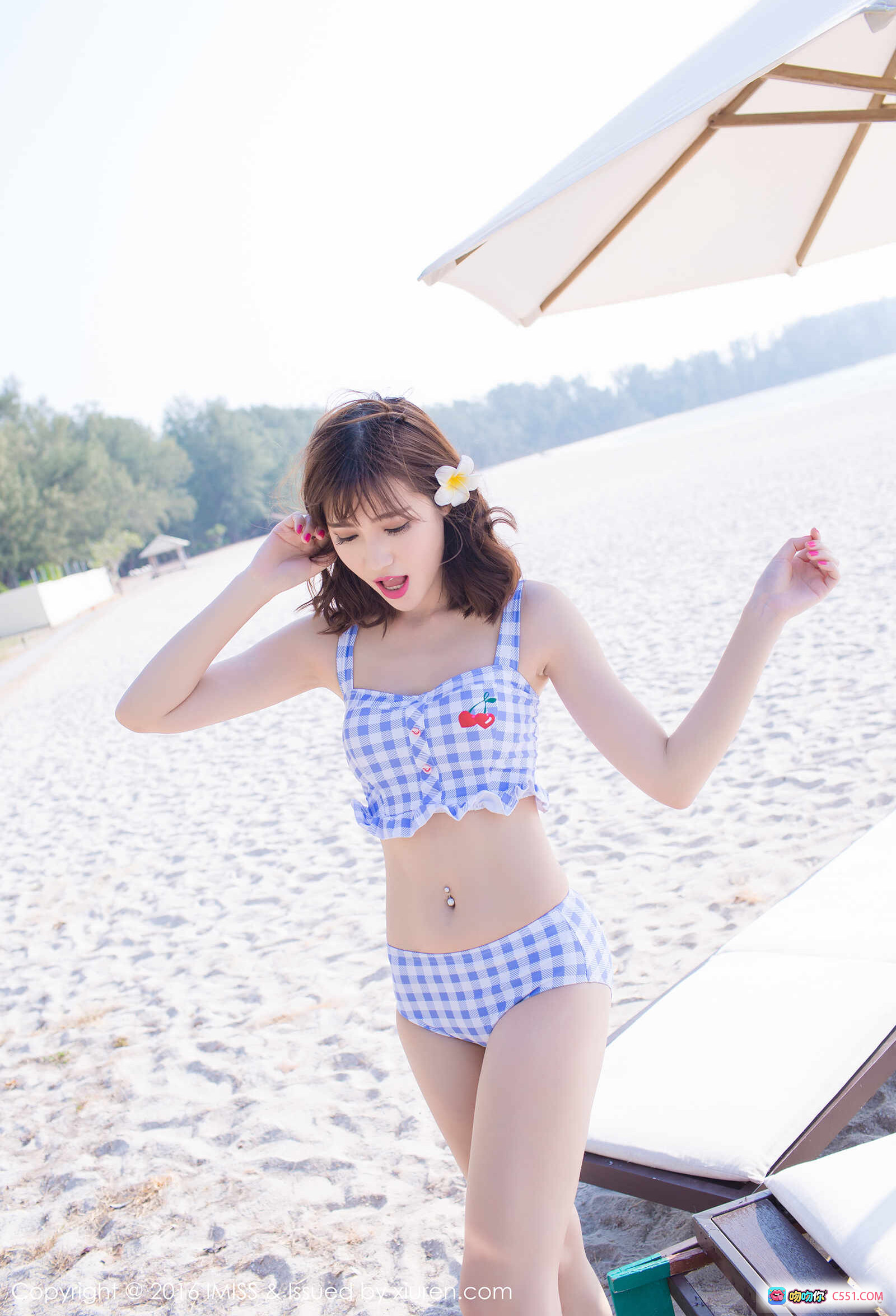 图片[2] - Sandy陈天扬条纹比基尼浴室镜前自拍写真 | IMiss爱蜜社2016性感泳装美图 - 就要吻