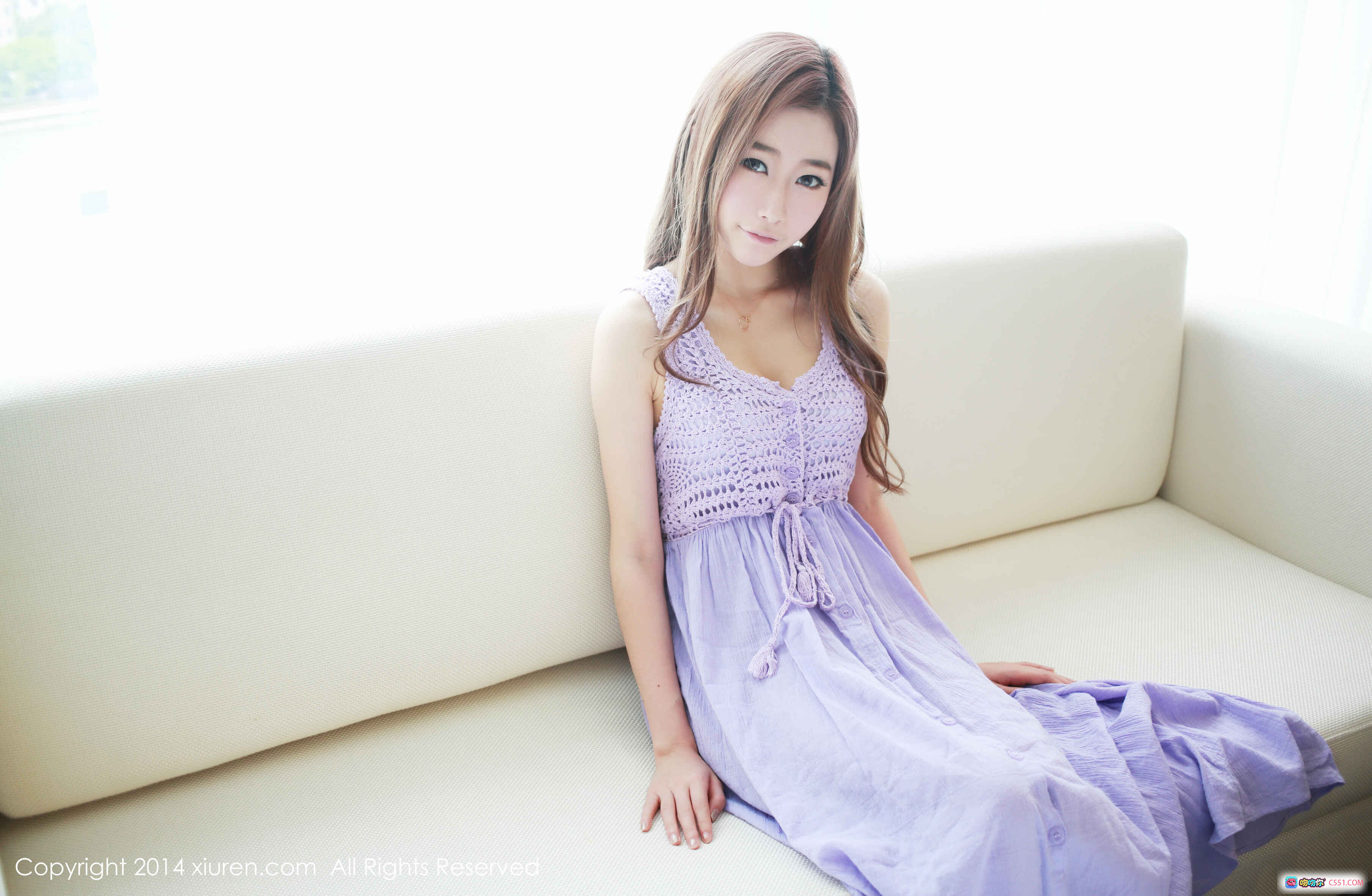 陈思雨Mango紫色镂空长裙写真 | MyGirl美媛馆2014 Vol.004清新室内沙发美拍 - 就要吻
