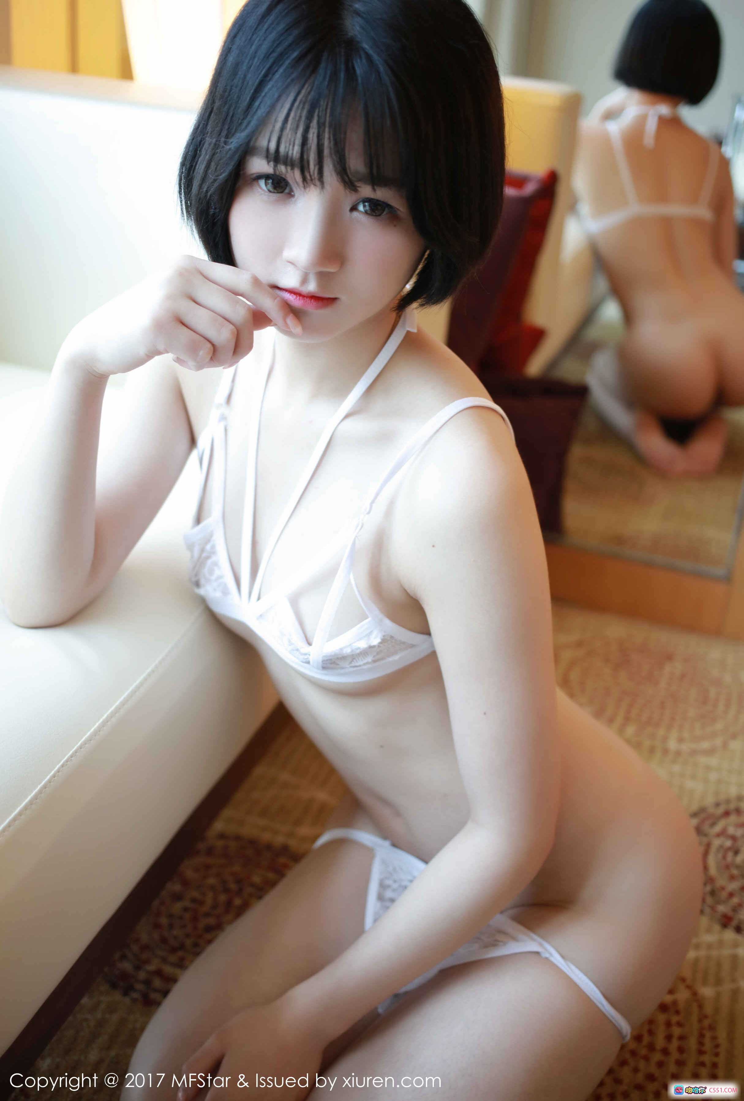 图片[5] - MFStar模范学院悦爷妖精2017.10.26 Vol.110 黑色蕾丝内衣短发少女私房写真高清美图 - 就要吻