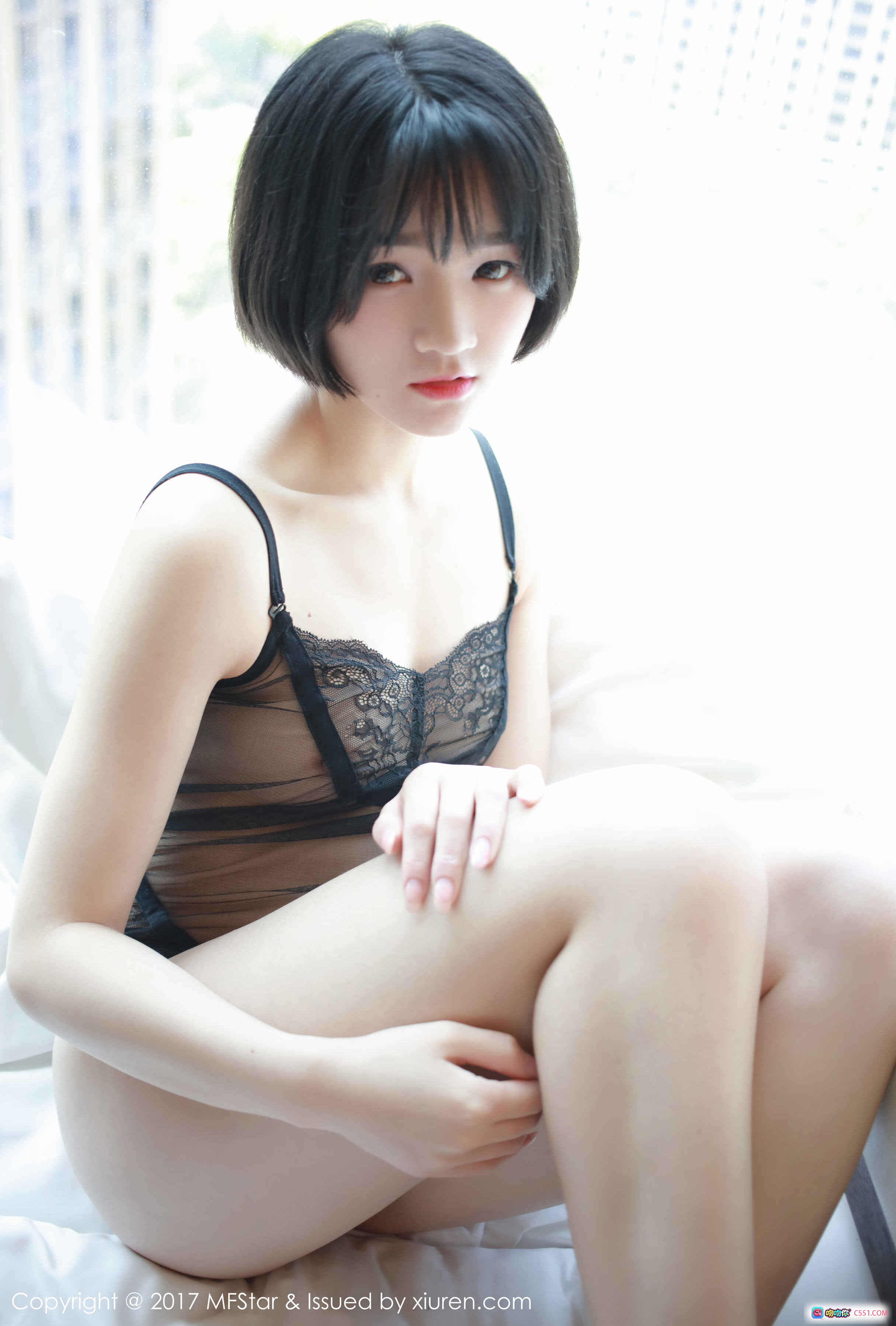 图片[9] - MFStar模范学院悦爷妖精2017.10.26 Vol.110 黑色蕾丝内衣短发少女私房写真高清美图 - 就要吻