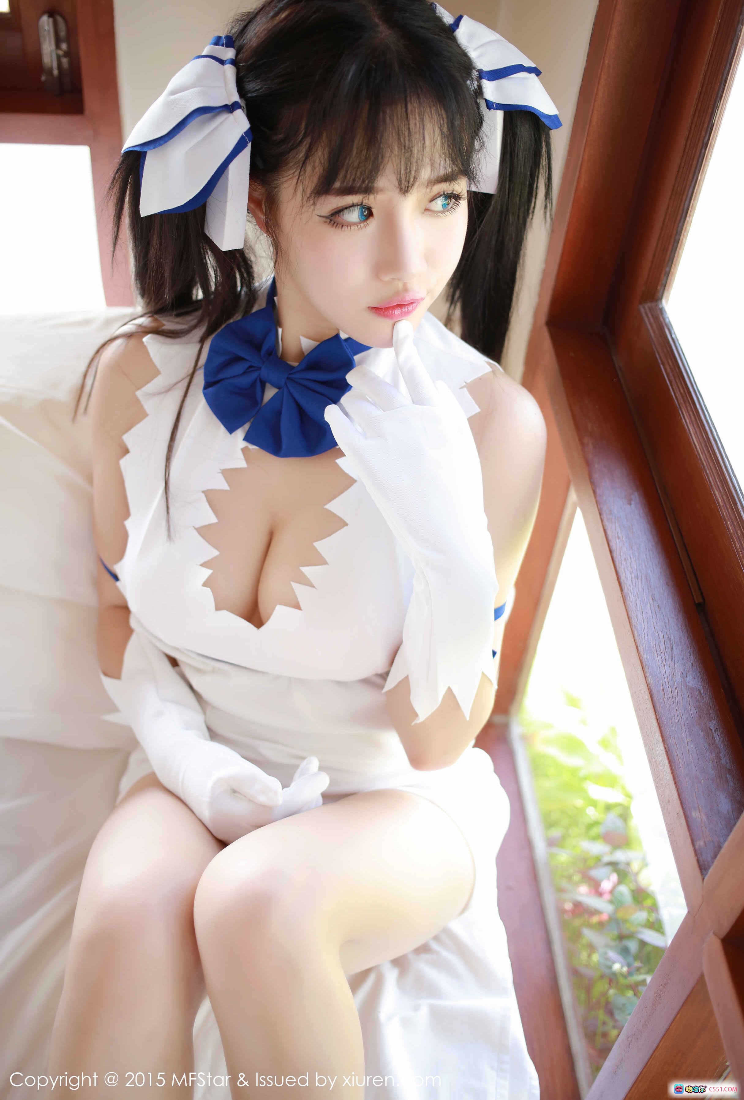 图片[7] - 徐cake苏梅旅拍写真 | MFStar模范学院Vol.036白色女仆装双马尾少女床照清新性感私房美图 - 就要吻