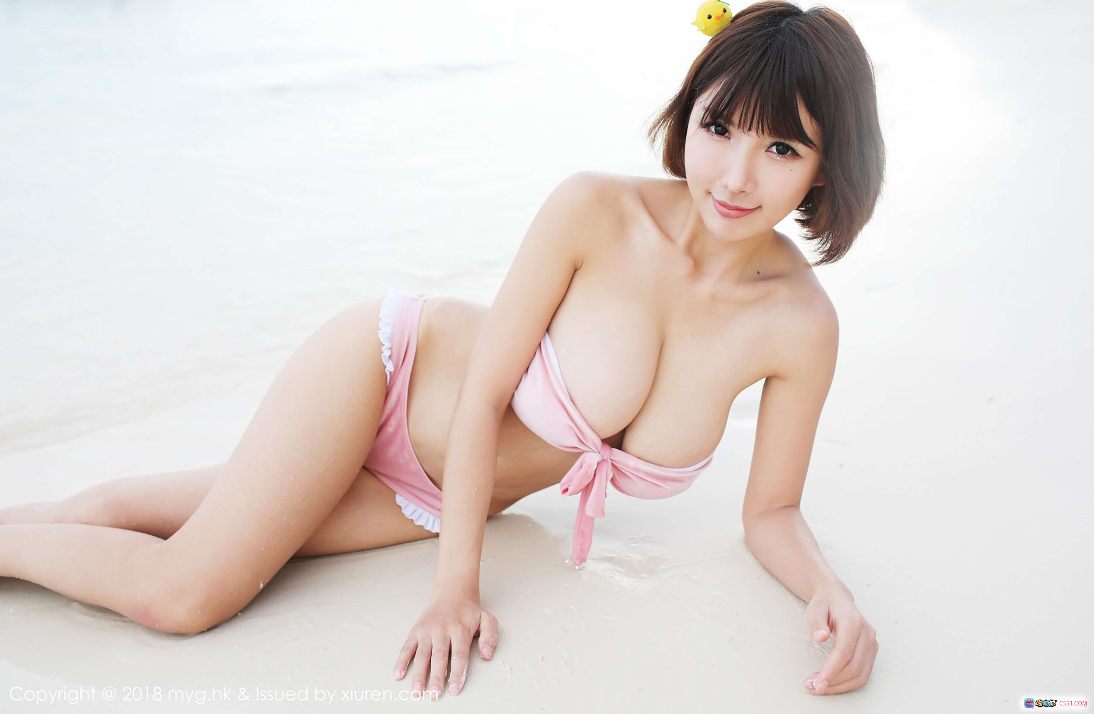 图片[10] - 晓茜Sunny海滩比基尼写真｜粉色系泳装+沙滩狗狗互动｜MyGirl美媛馆Vol.308高清图集 - 就要吻