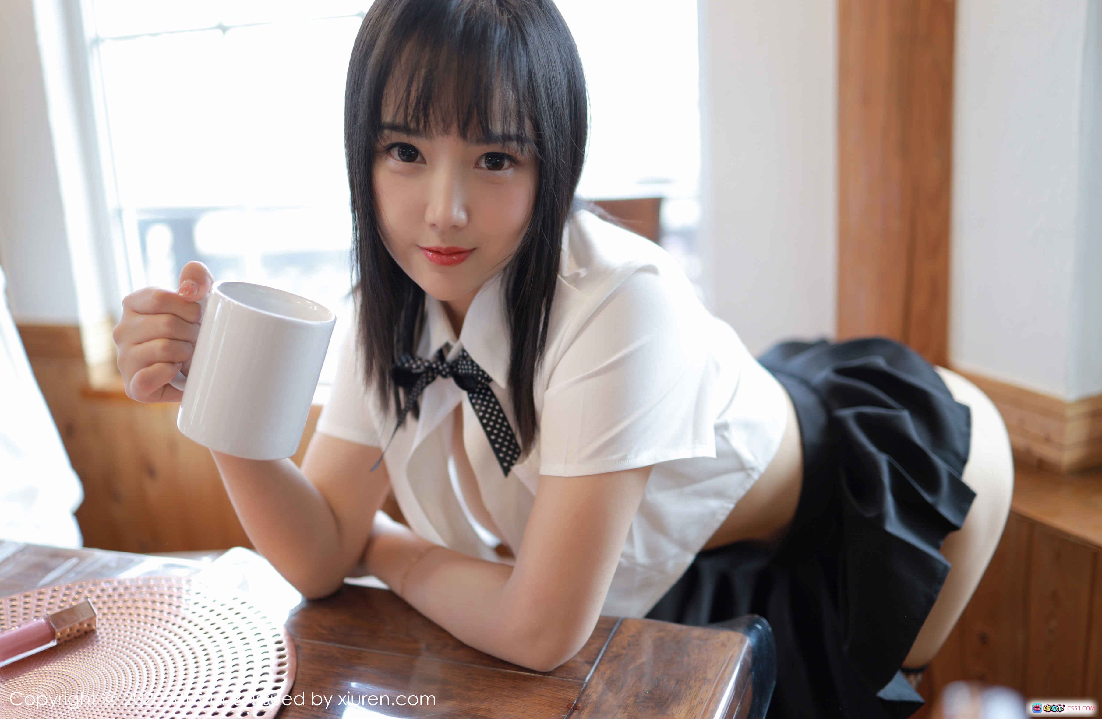 图片[6] - 徐微微mia学院风写真 | 白衬衫黑短裙渔网袜 | MFStar模范学院Vol.255 2020.01.13 - 就要吻