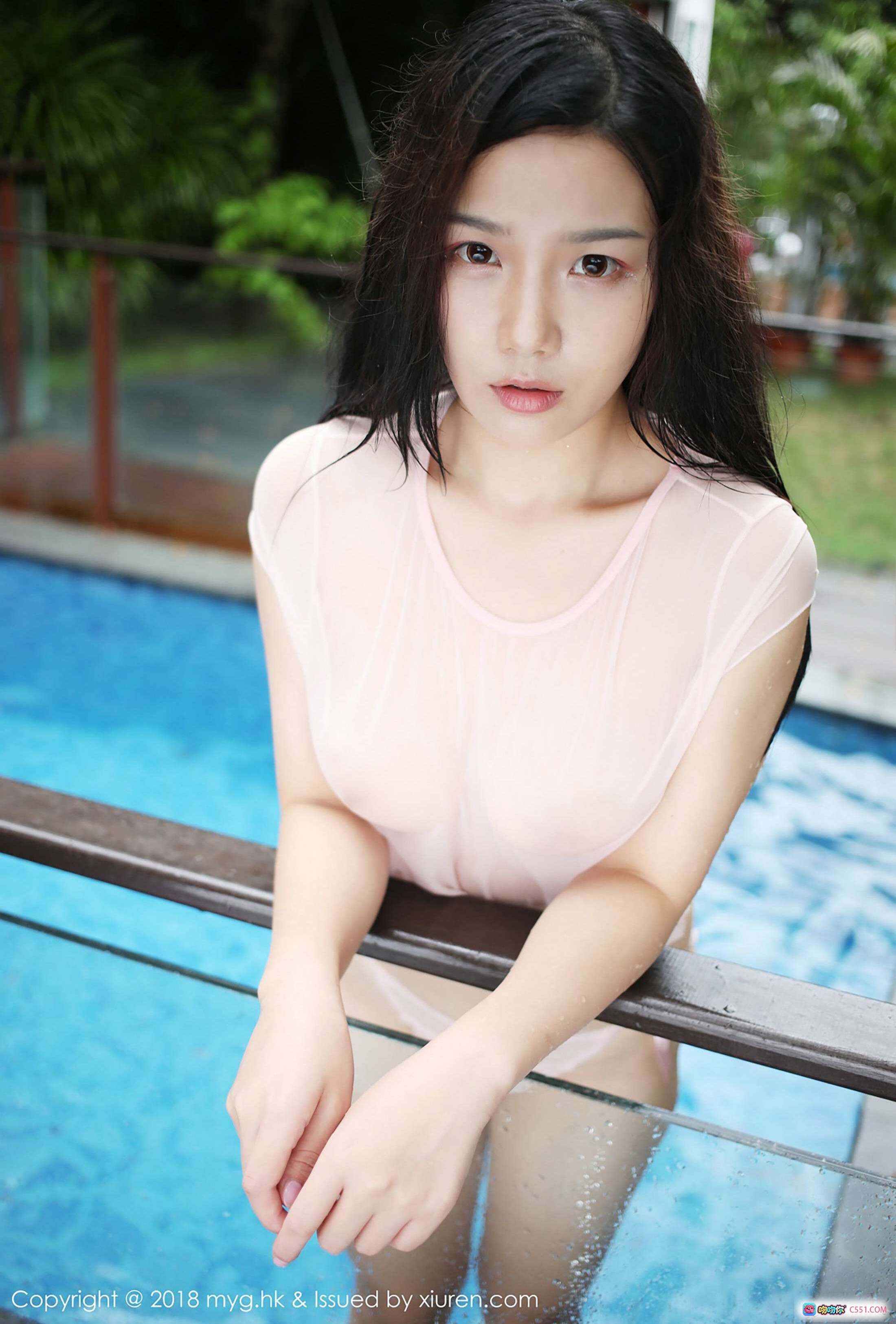 图片[5] - 徐微微mia泳池湿身诱惑写真 | MyGirl美媛馆Vol.318 | 粉色薄纱半透上衣 | 清新自然户外拍摄 | 2018年9月20日发布 - 就要吻