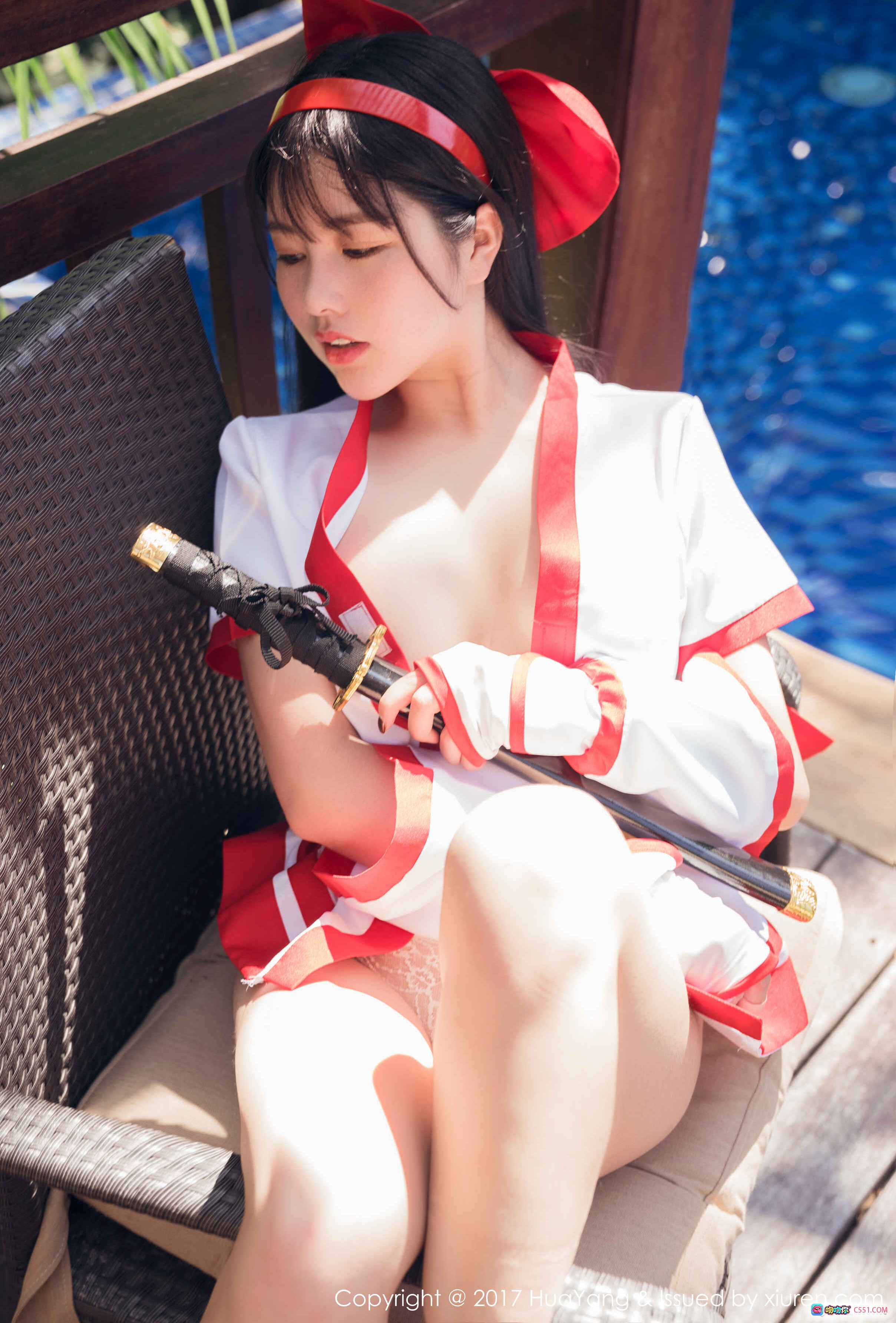 图片[7] - 娜露Selena花漾2017写真Vol.018 红白女仆装泳池边藤椅美腿写真 40+1P高清图集 - 就要吻