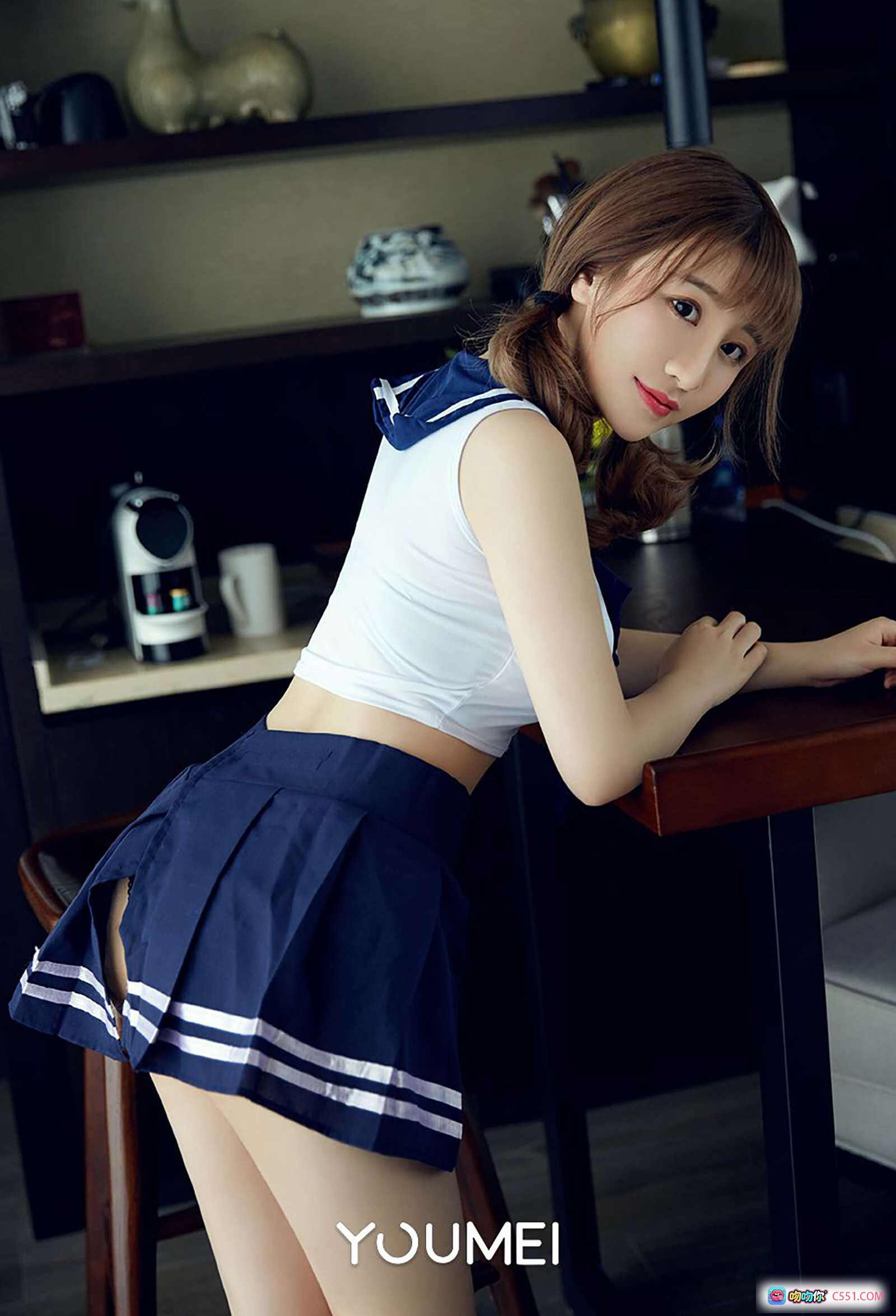 图片[3] - YouMei尤美2018.10.16 VOL.066 学妹绯月樱Cherry情窦初开写真 窗边白背心黑蕾丝内裤性感美臀少女风 - 就要吻