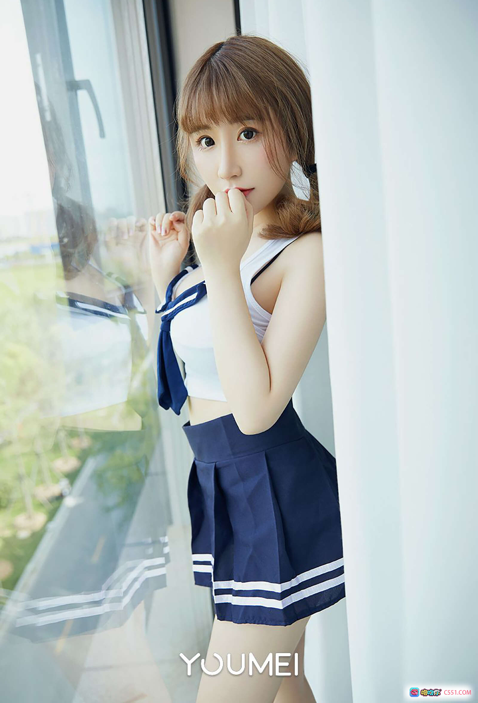 图片[6] - YouMei尤美2018.10.16 VOL.066 学妹绯月樱Cherry情窦初开写真 窗边白背心黑蕾丝内裤性感美臀少女风 - 就要吻