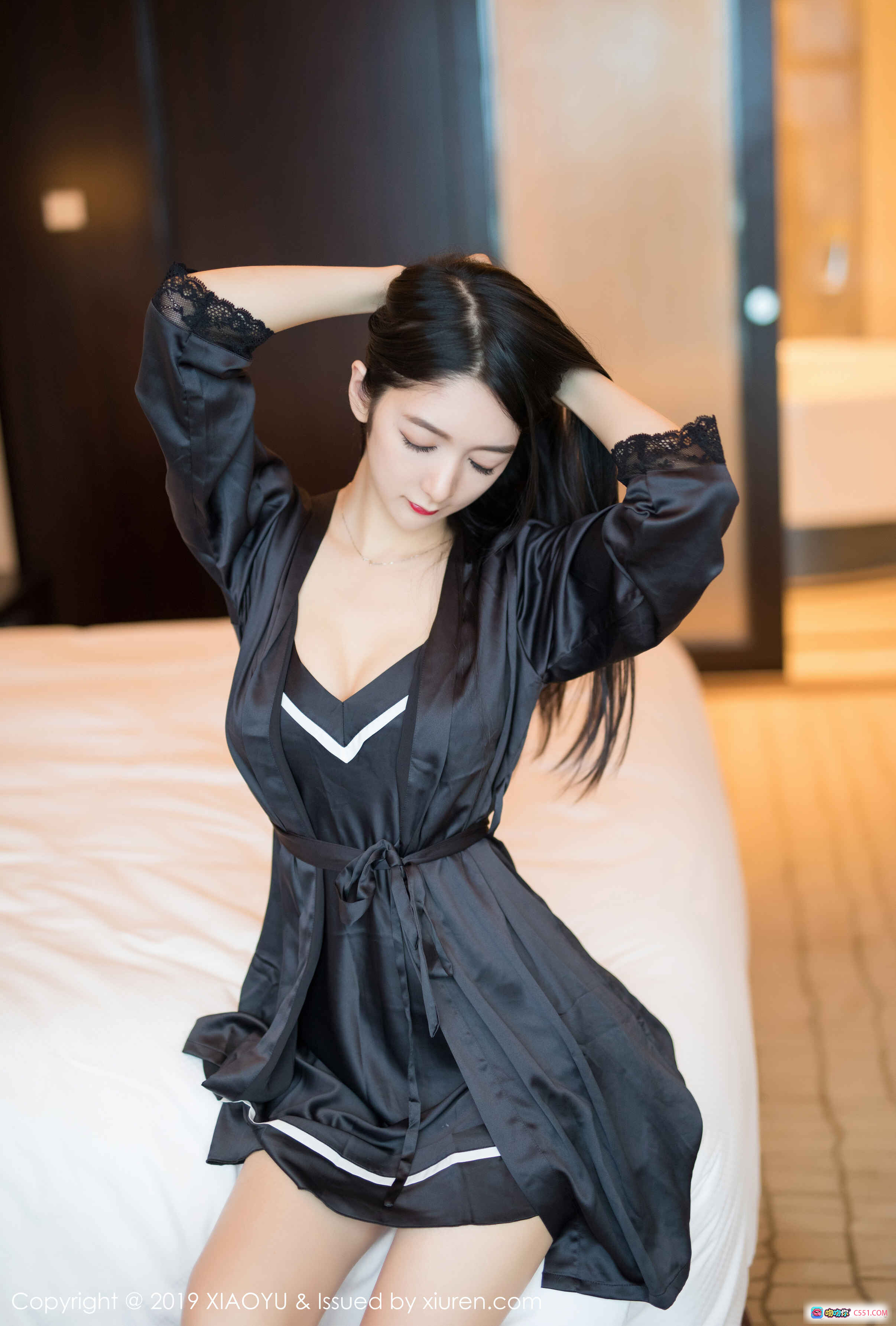 图片[9] - XIAOYU语画界2019.07.04 VOL.103 Angela黑丝睡袍床上写真 猫系女神优雅慵懒风私房美图 - 就要吻