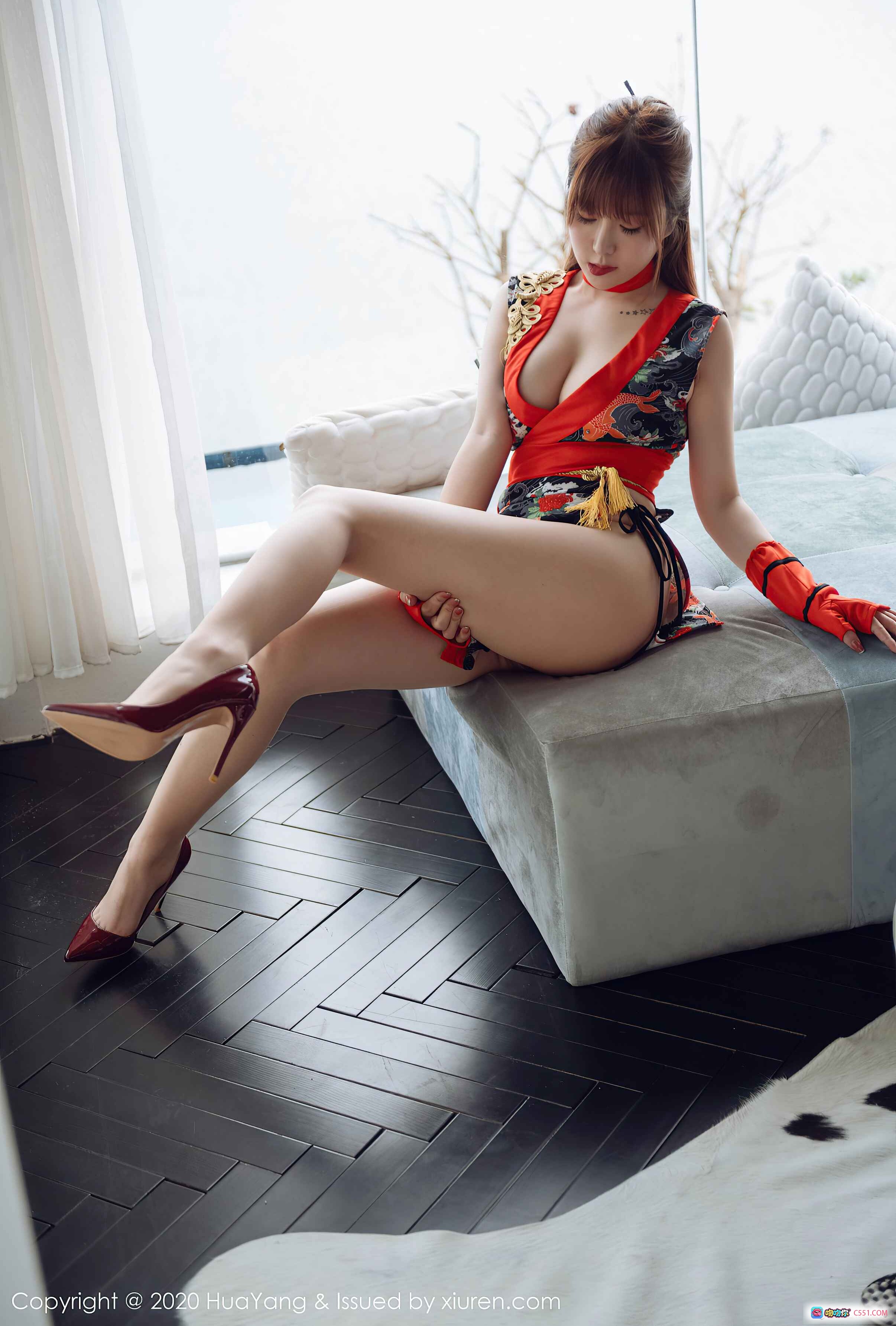 图片[8] - 王雨纯性感写真 | HuaYang花漾Vol.282 | 红色旗袍风连体衣+高跟鞋+室内私房美腿诱惑 2020.09.02 - 就要吻