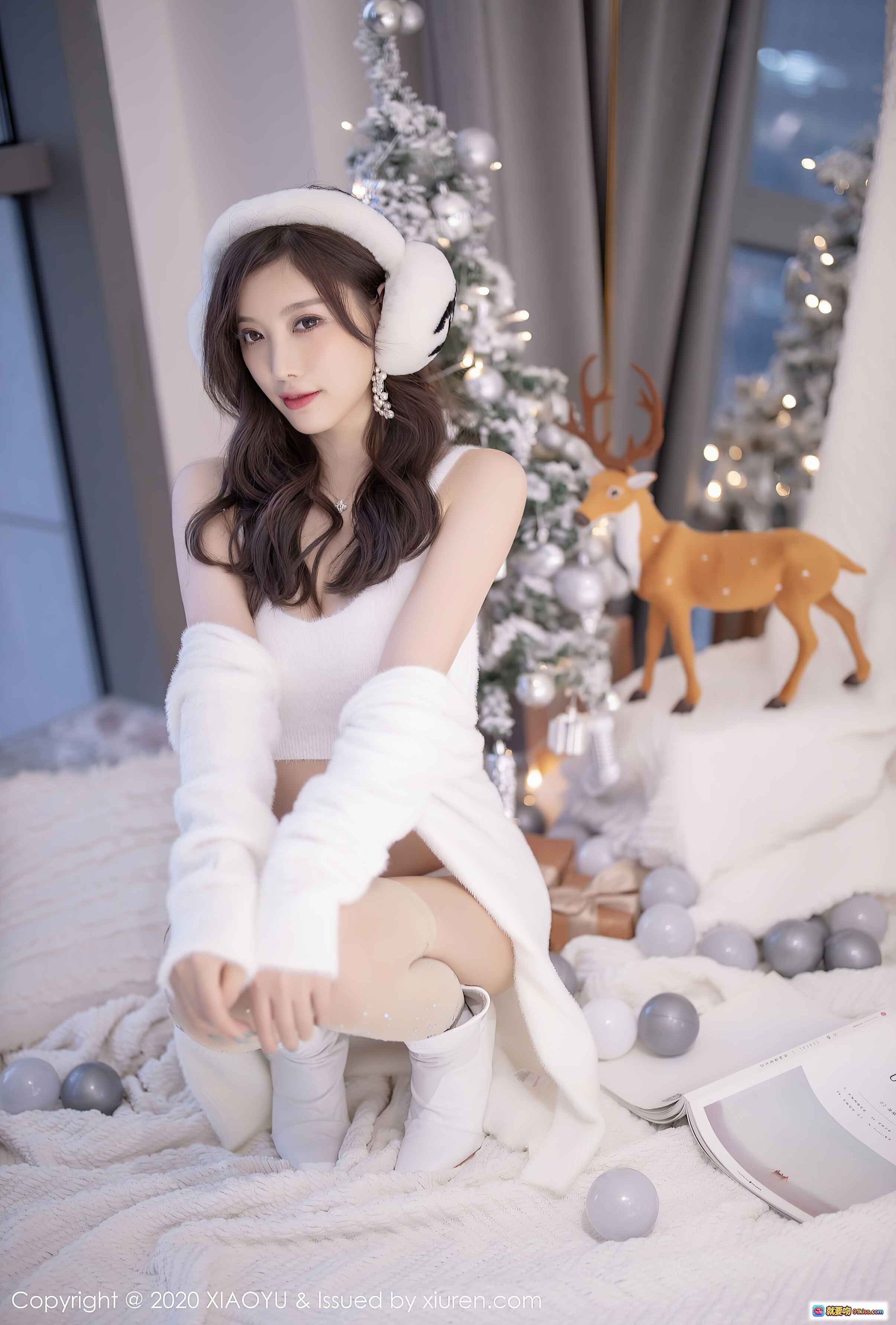 图片[4] - 杨晨晨Sugar白毛衣+闪钻渔网袜+白色高跟靴 窗边优雅写真 VOL.437 - 就要吻