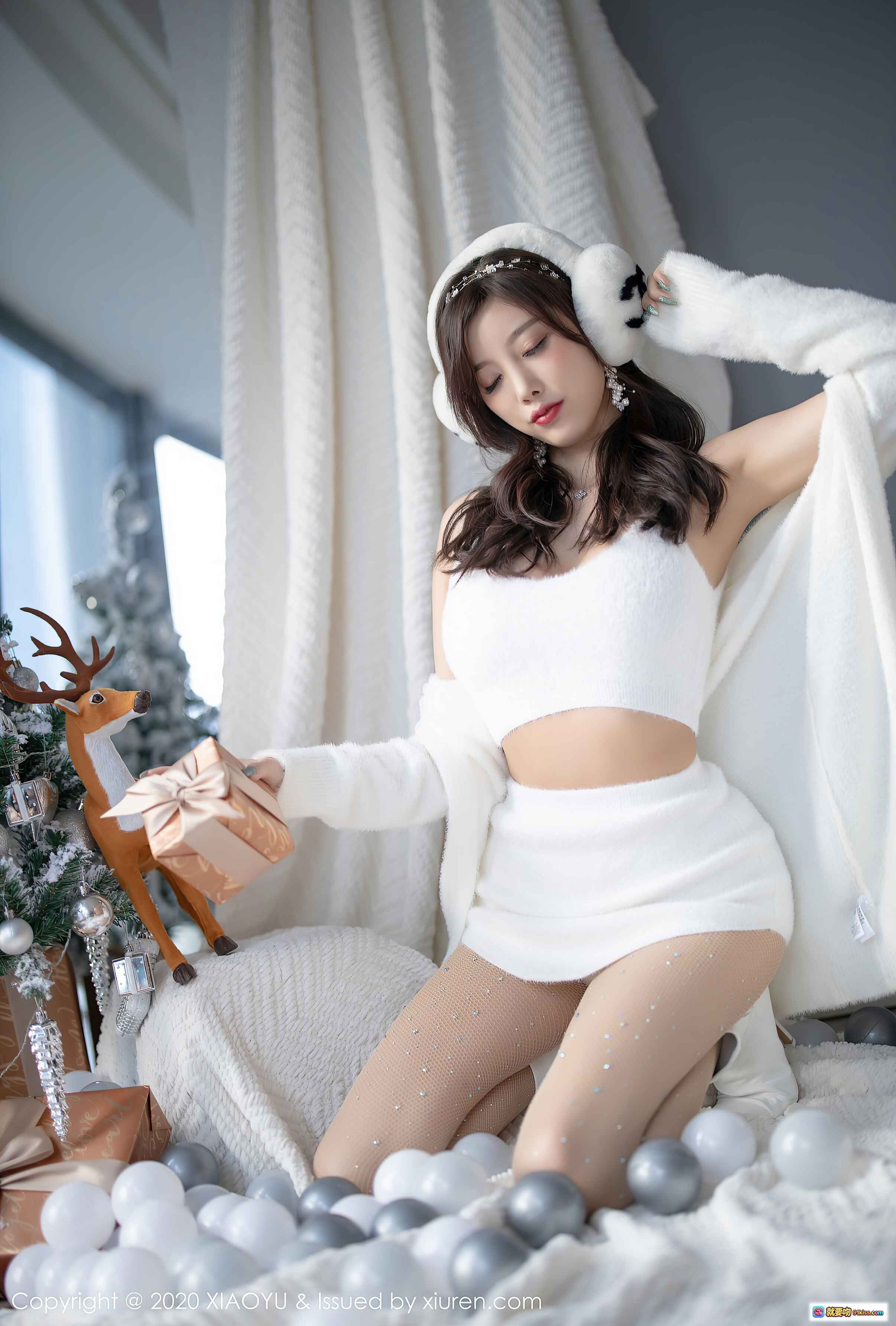 图片[6] - 杨晨晨Sugar白毛衣+闪钻渔网袜+白色高跟靴 窗边优雅写真 VOL.437 - 就要吻