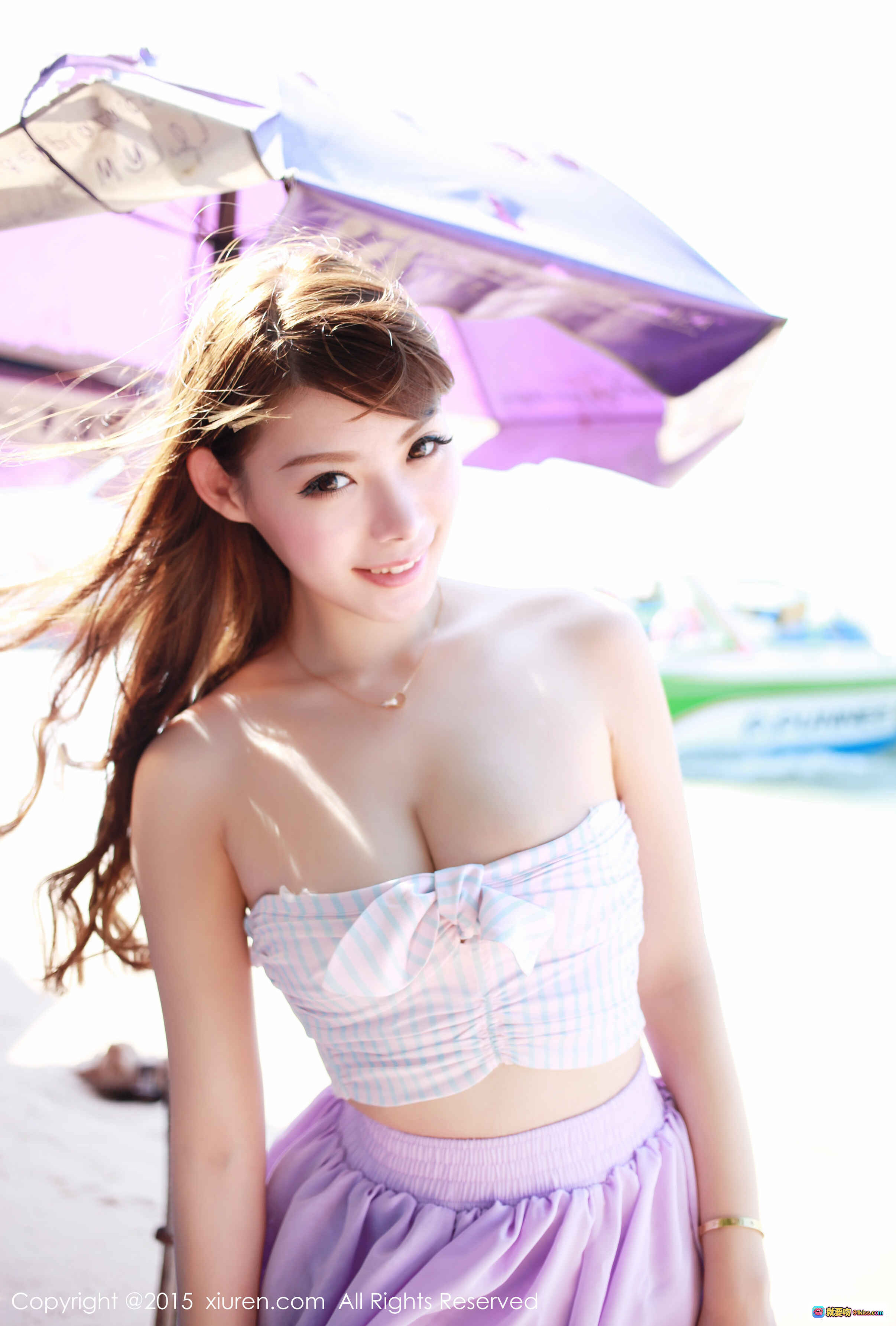 图片[2] - MARA酱海滩写真 | 紫色短裙比基尼上衣 | 阳光海浪快艇背景 | XIUREN秀人网2015年1月4日NO.269高清美图 - 就要吻