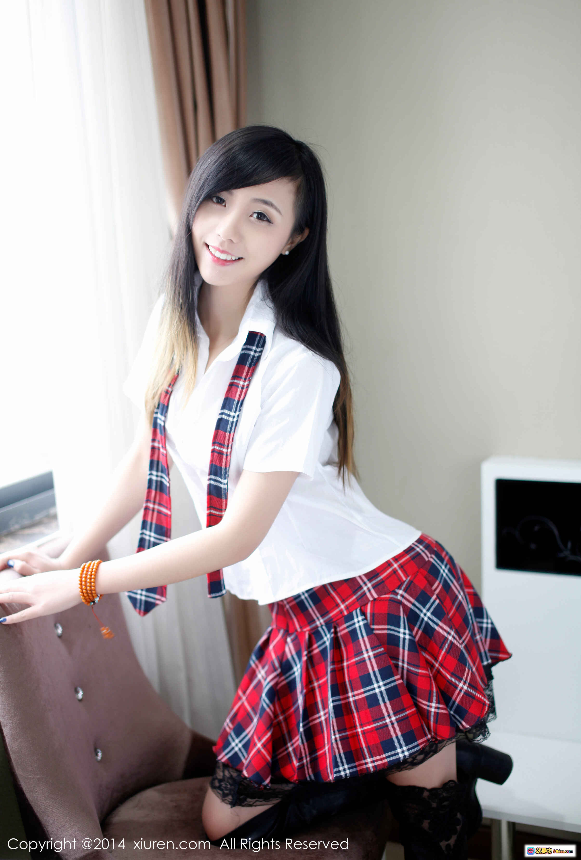 图片[9] - 谢忱倬白衬衫红蓝格子领带室内写真 – XIUREN秀人网2014.12.14 NO.254高清美图 - 就要吻